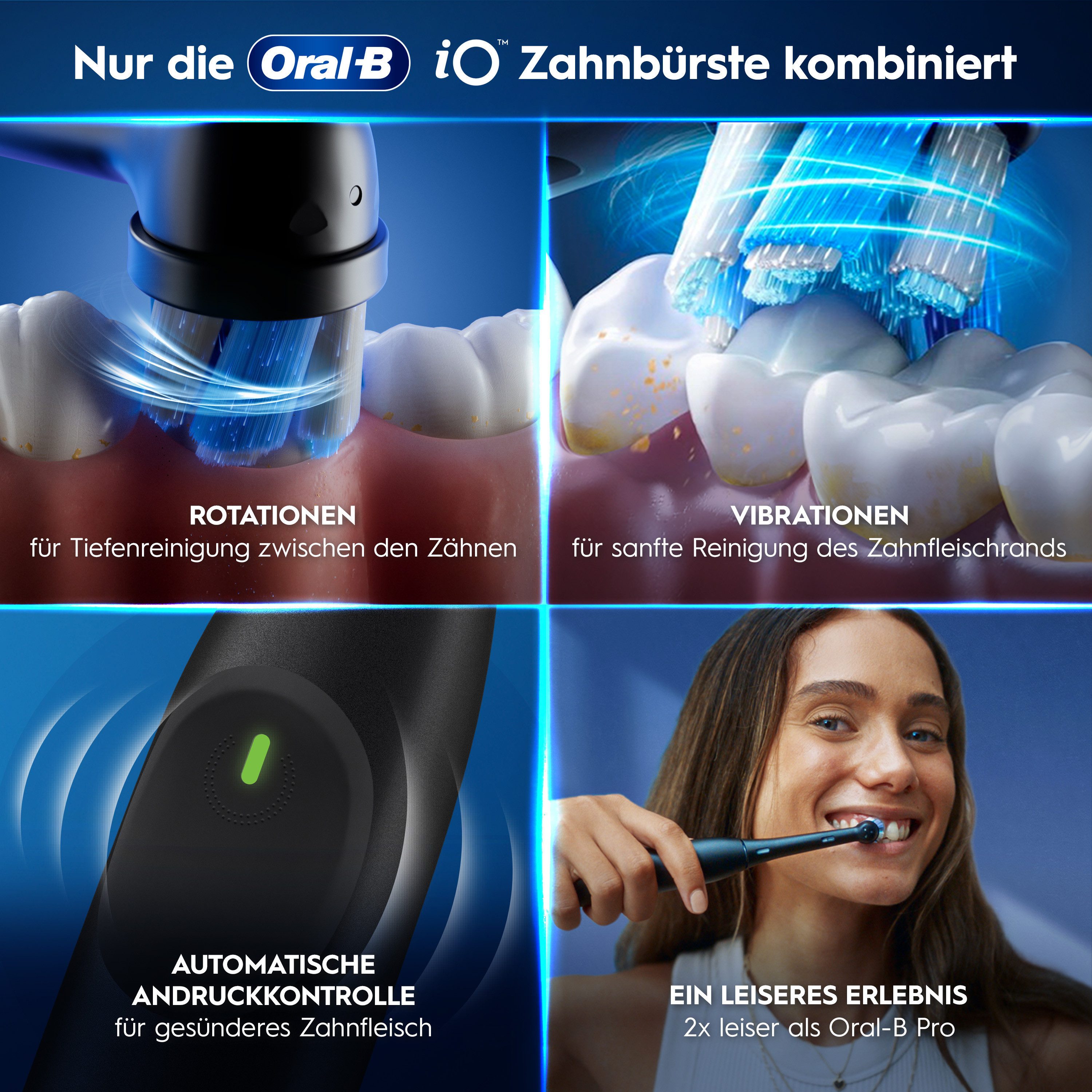 Oral-B Elektrische Zahnbürste iO Series 2, Aufsteckbürsten: 1 St., für die sanfte Reinigung, Reise-Etui, Aufsteckbürstenhalter – Bild 5 von 5
