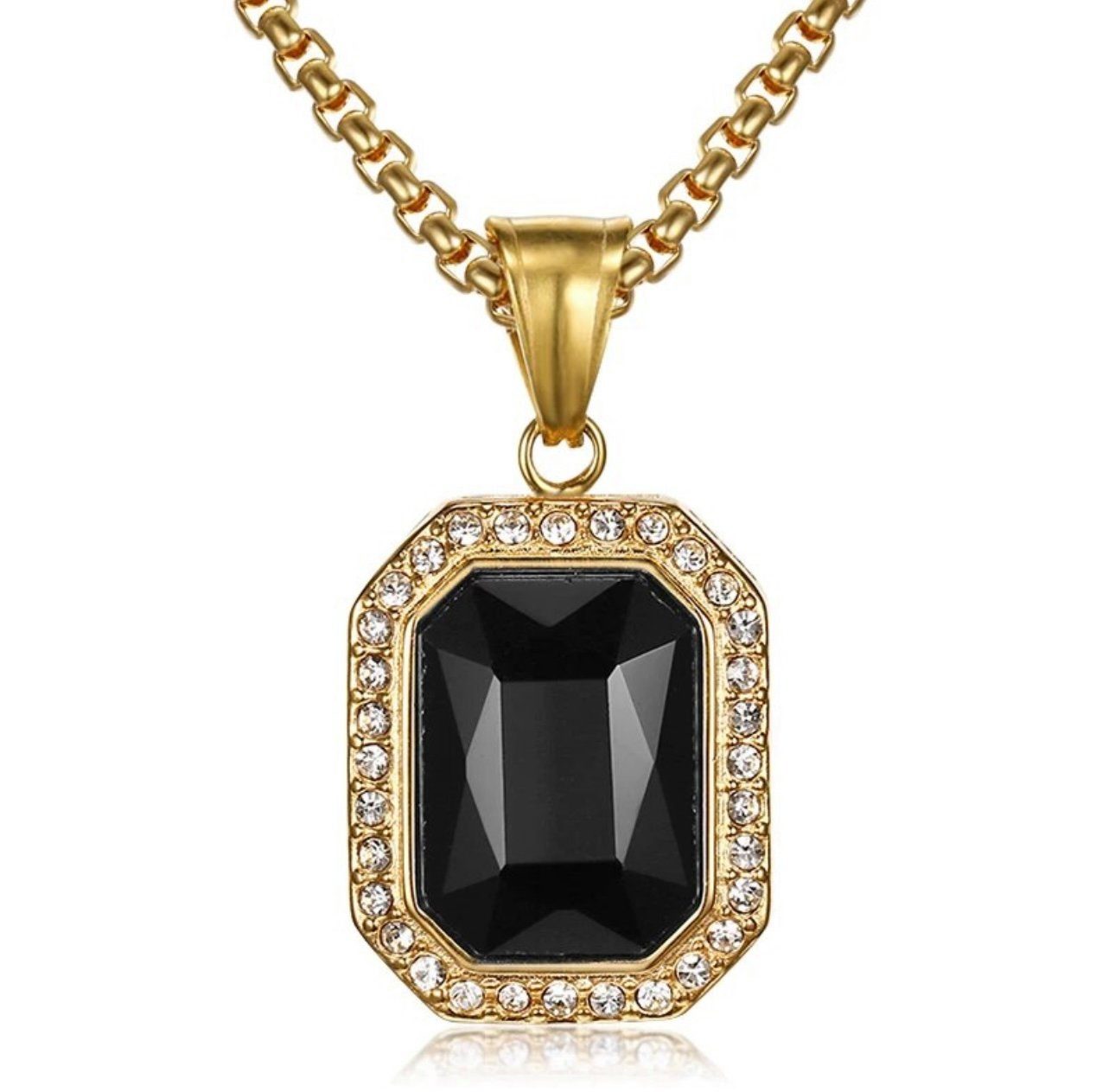 Karisma Schmuck Kette mit Anhänger Damen Zeitlose Edelstahl/Titan mit Tiefgrünem Stein Vergoldet, 18K PSS518 Frauenschmuck