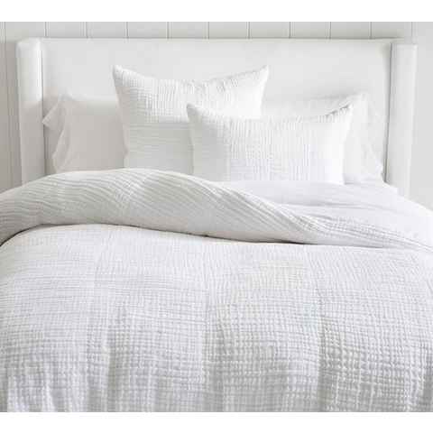 Bettwäsche Musselin Bettwäsche in Weiß mit Reißverschluss, Sandiik, Musselin der extra Klasse, aus 100% Baumwolle mit Reißverschluss