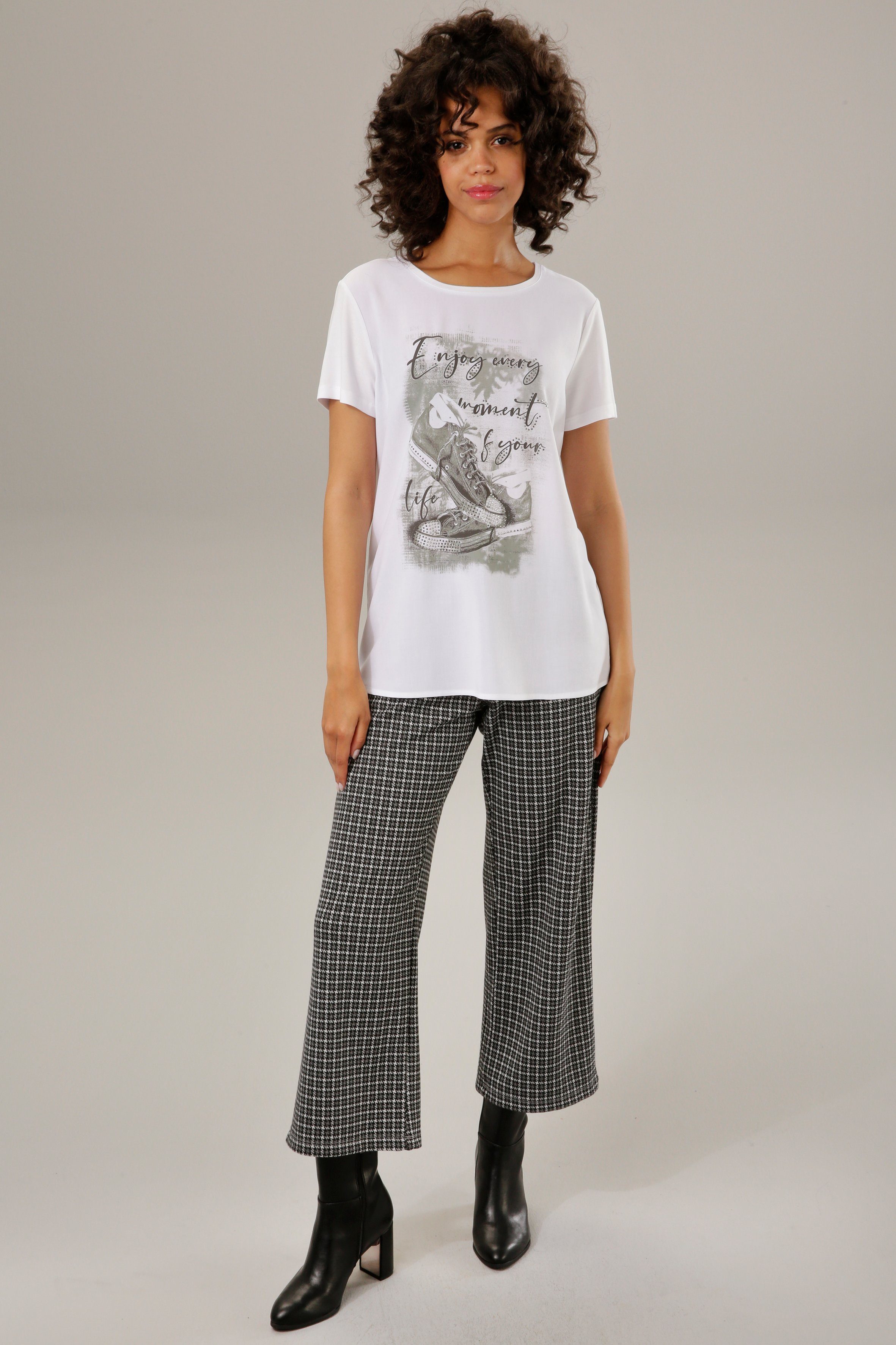 Aniston CASUAL Shirtbluse mit Glitzersteinchen verzierter Frontdruck