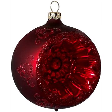 Weihnachtsbaumkugel Reflexkugel, Renaissanceband, stierblut matt (1 St), mundgeblasen, handbemalt