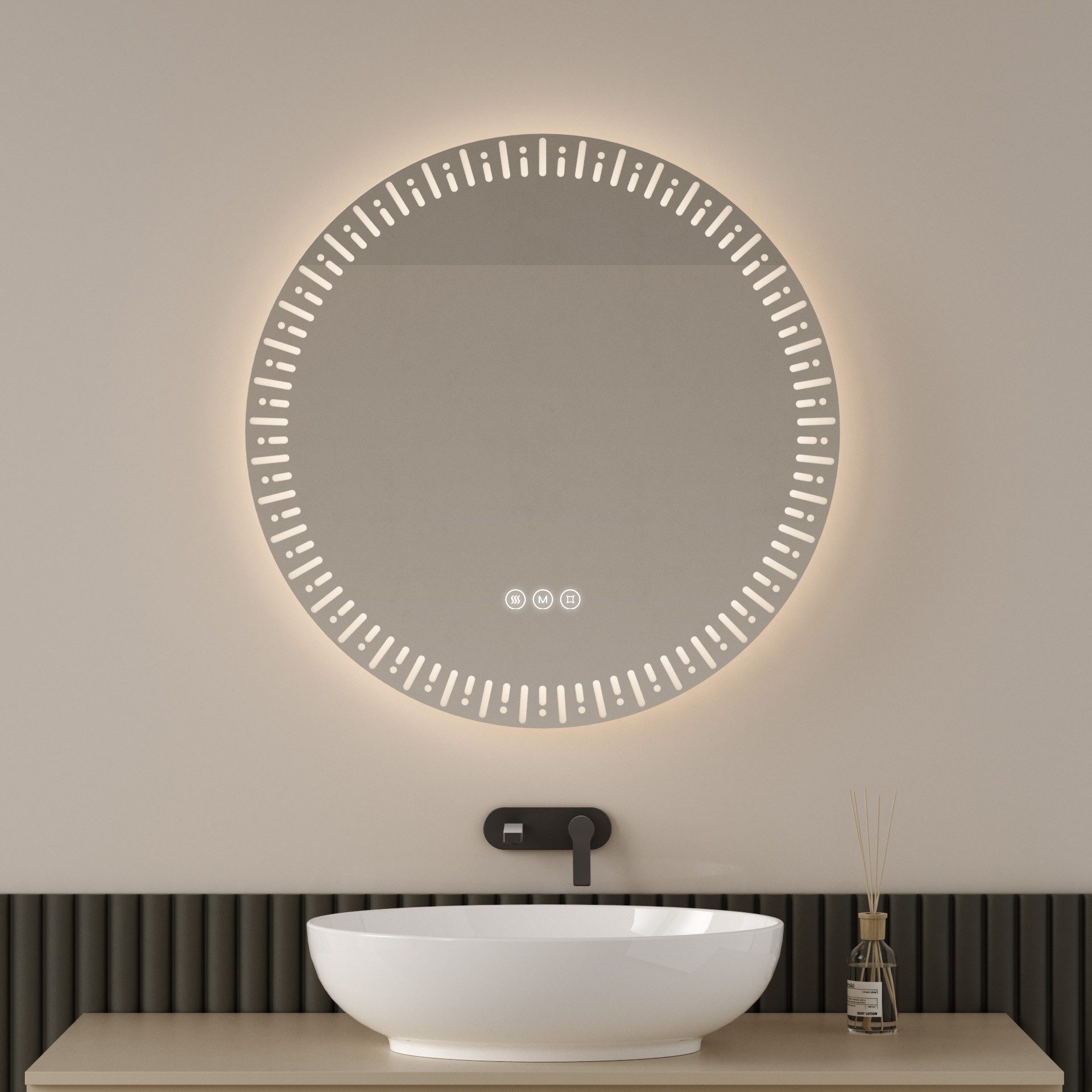 EMKE Badspiegel mit Beleuchtung und Antibeschlage Lichtspiegel LED Dimmbar günstig online kaufen