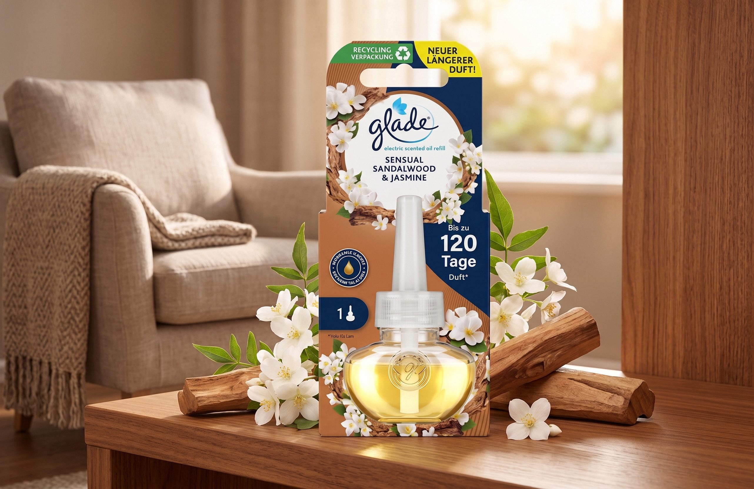 Glade Raumduft Lufterfrischer Duftstecker Sensual Sandalwood & Jasmine, 20 ml