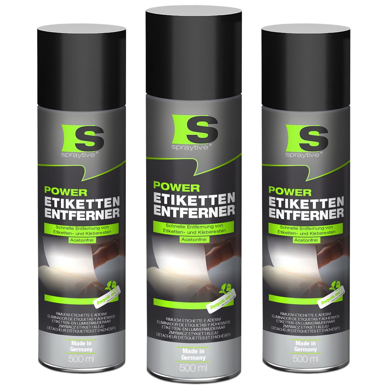 Spraytive 3x 500ml Etikettenentferner – Entfernt Aufkleber & Klebereste schnell Allzweckreiniger (Made in Germany)