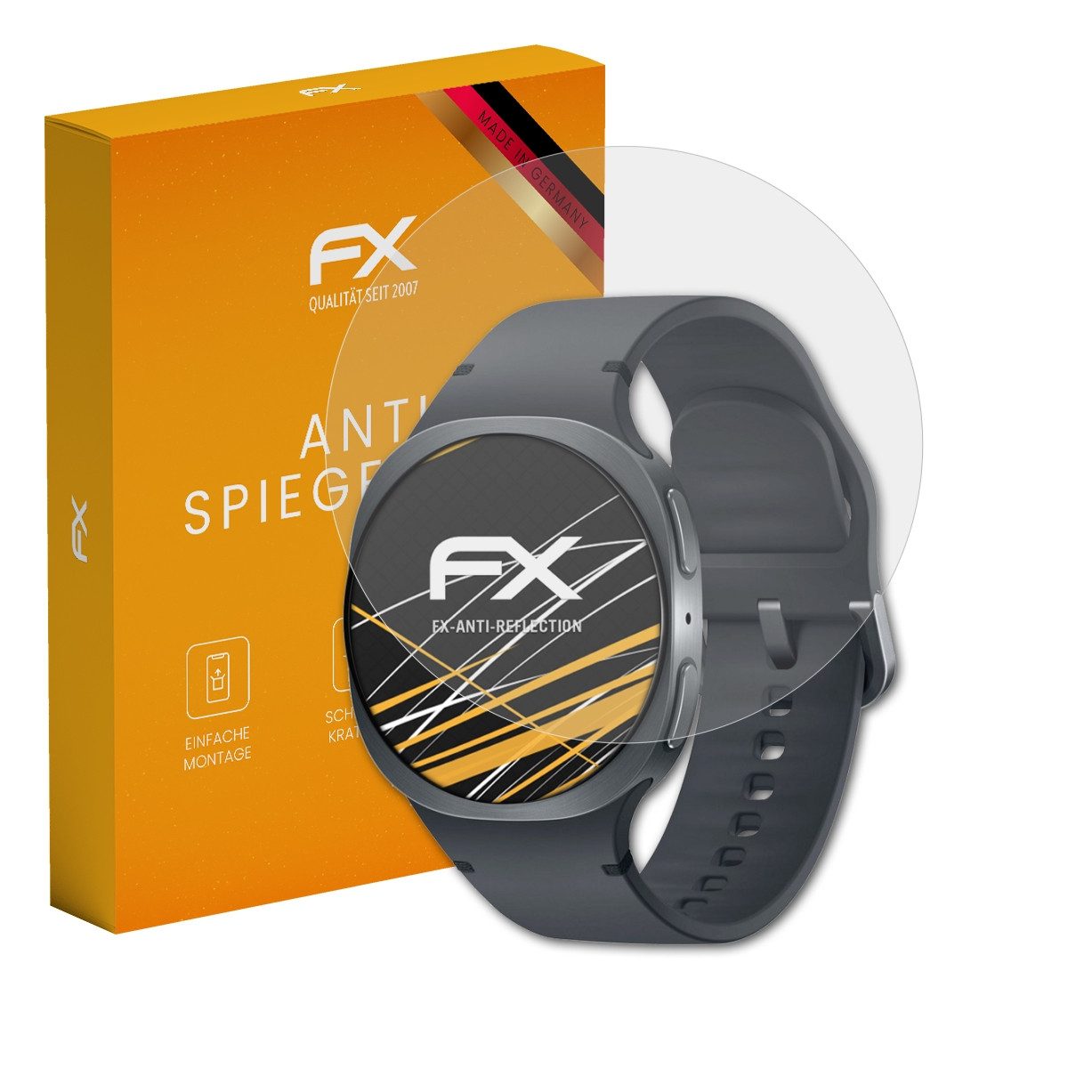 atFoliX Schutzfolie für Samsung Galaxy Watch 8 44mm, (3 Folien), Entspiegelnd und stoßdämpfend