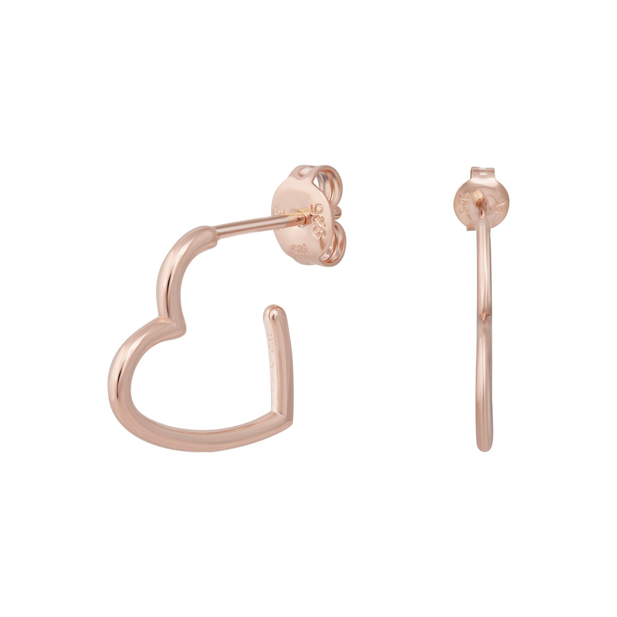 CAÏ Paar Creolen 925 Sterling Silber rosé vergoldet Herz klein