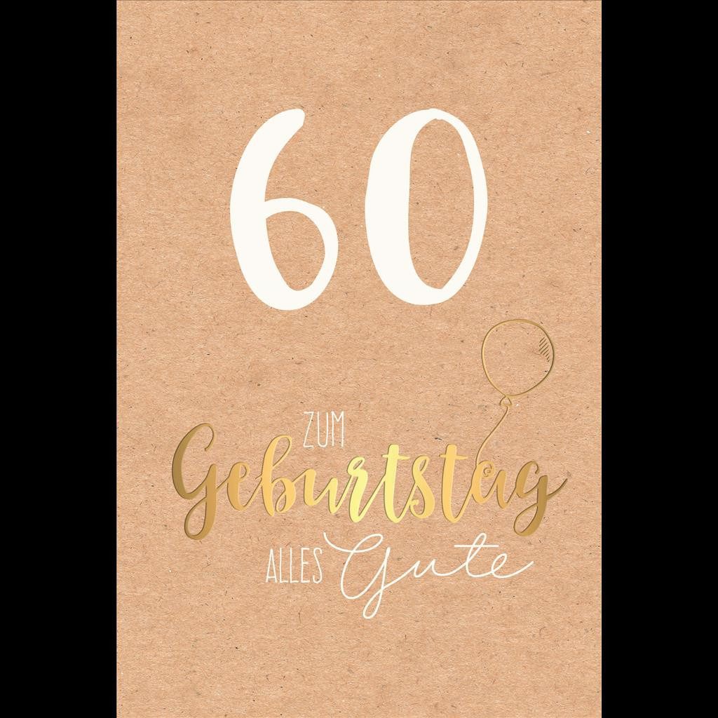 Grußkarten 60. Geburtstag - Karte mit Umschlag - Schriftkarte - mit Goldfolie