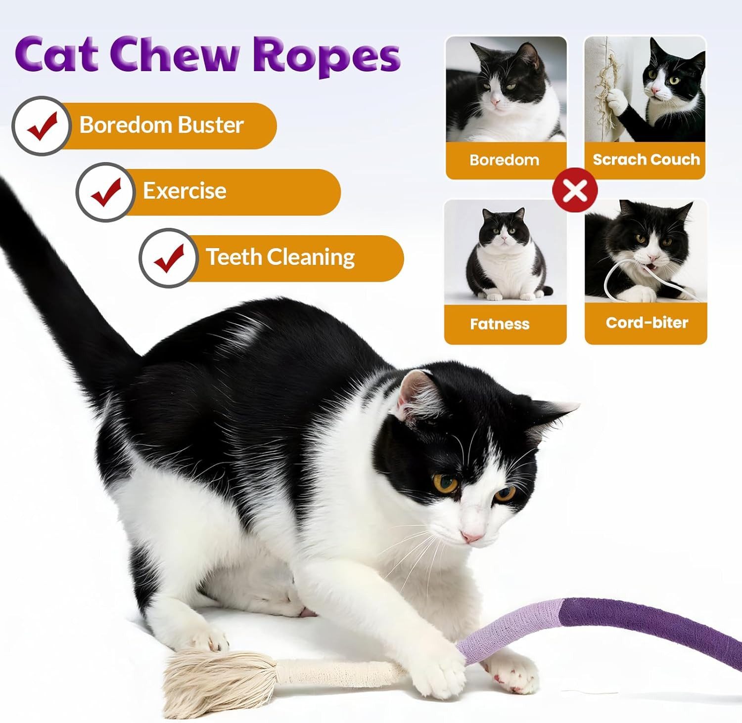 FELIXLEO Tierkuscheltier 3er Pack Sisal Katzenspielzeug Seil zur Zahnpflege für Katzen, (1-tlg)