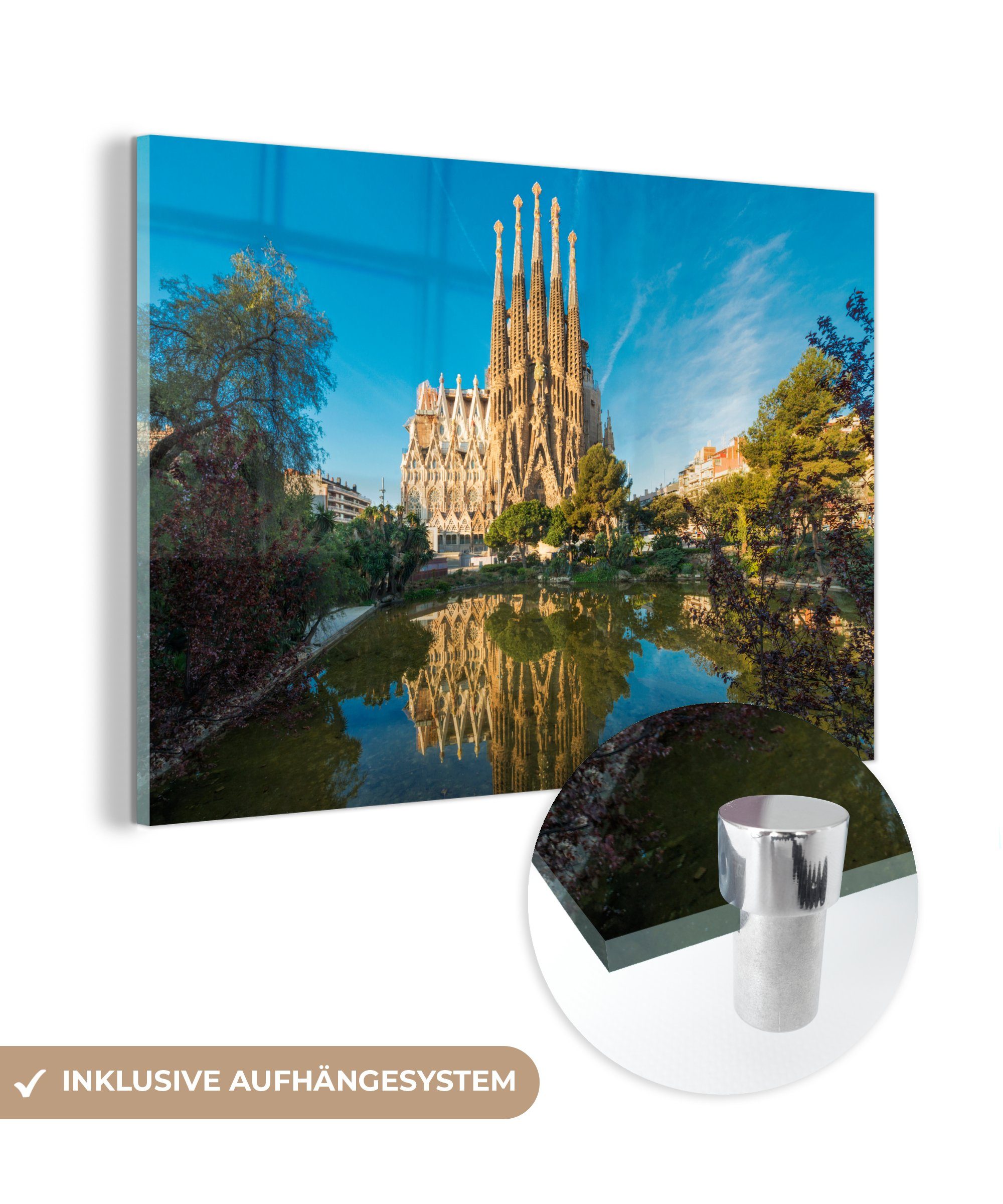 MuchoWow Acrylglasbild Sagrada Familia an einem Nachmittag in Barcelona, (1 St), Acrylglasbilder Wohnzimmer & Schlafzimmer