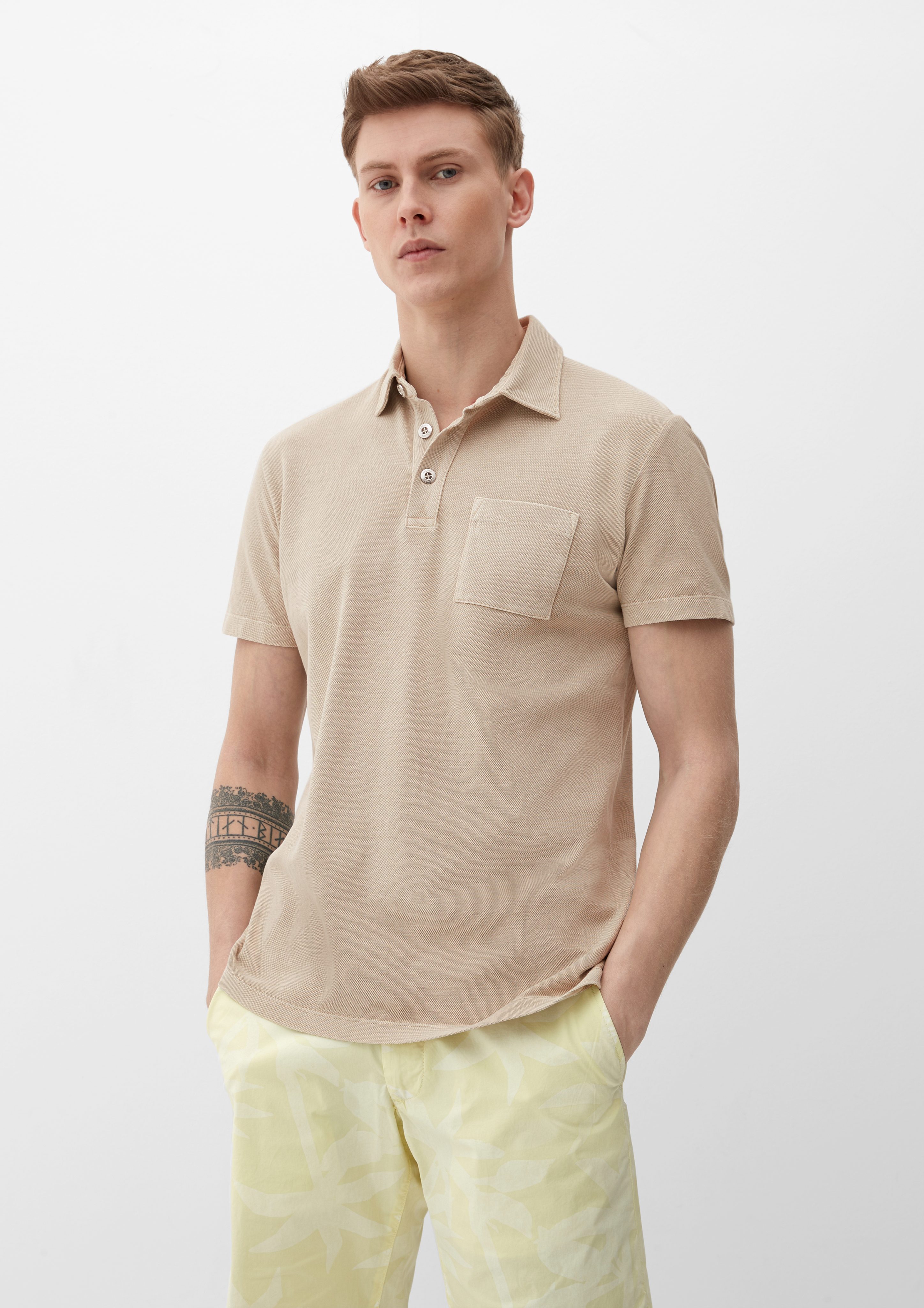 Kurzarmshirt s.Oliver aus Baumwoll-Piqué beige Poloshirt