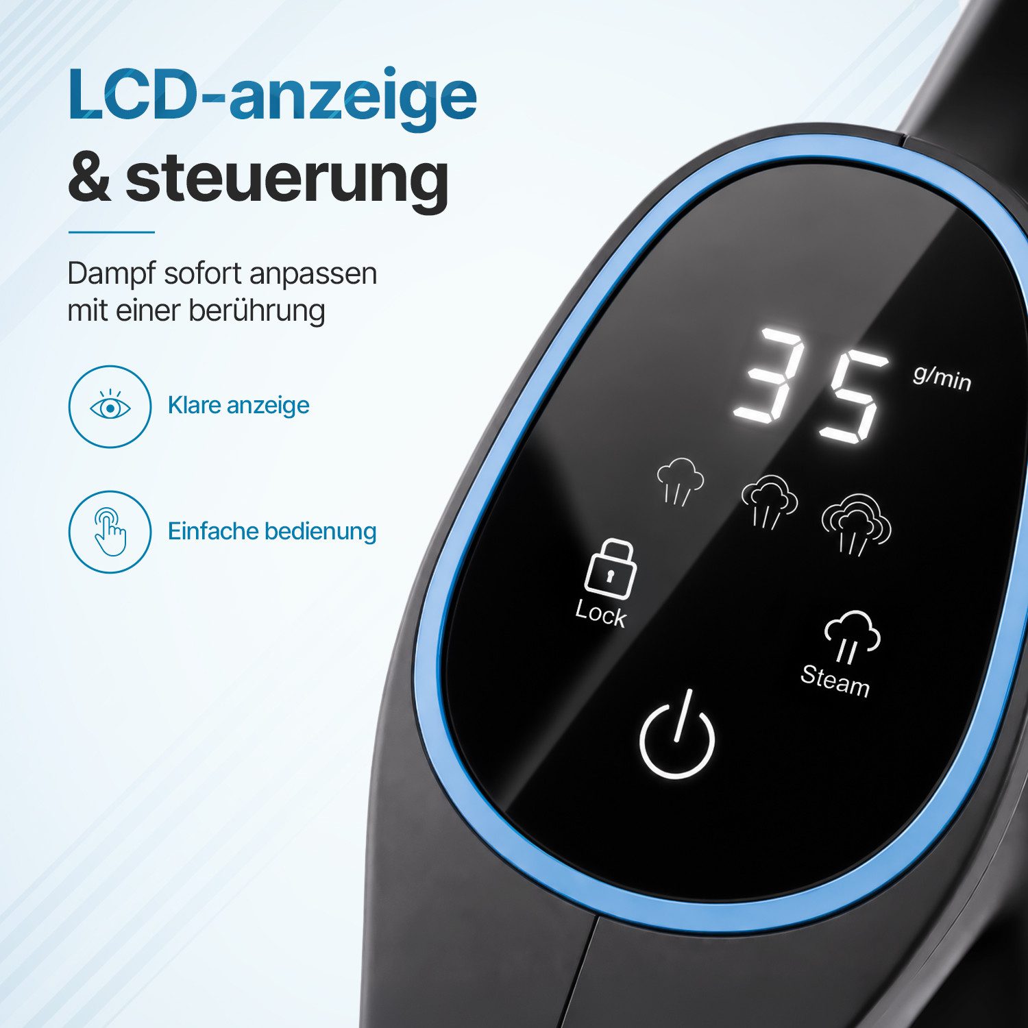 Olvy Handdampfreiniger Olvy 14-in-1 Dampfreiniger mit Wischfunktion und Touchscreen