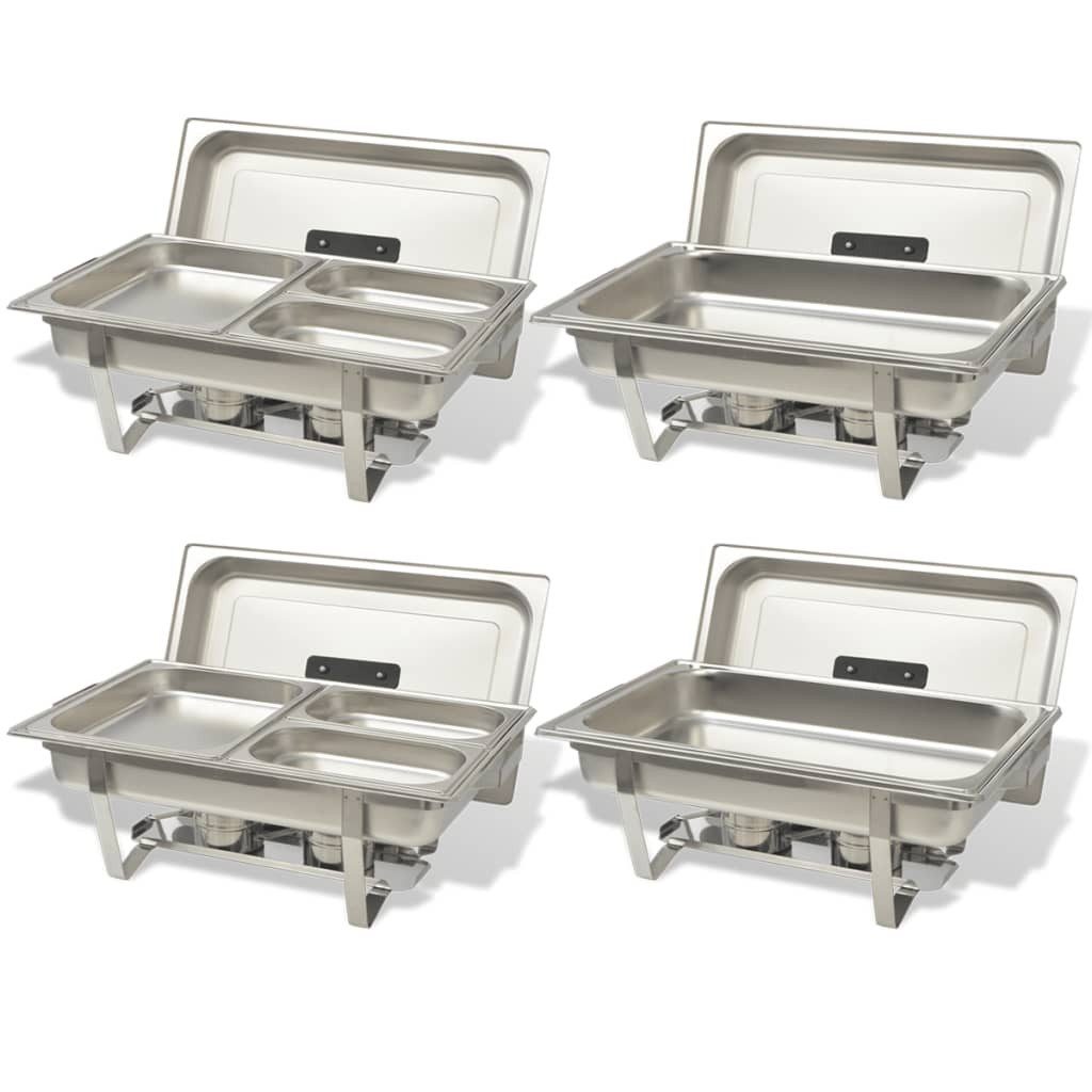 vidaXL Stövchen, Chafing Dish Set 4-tlg. Edelstahl