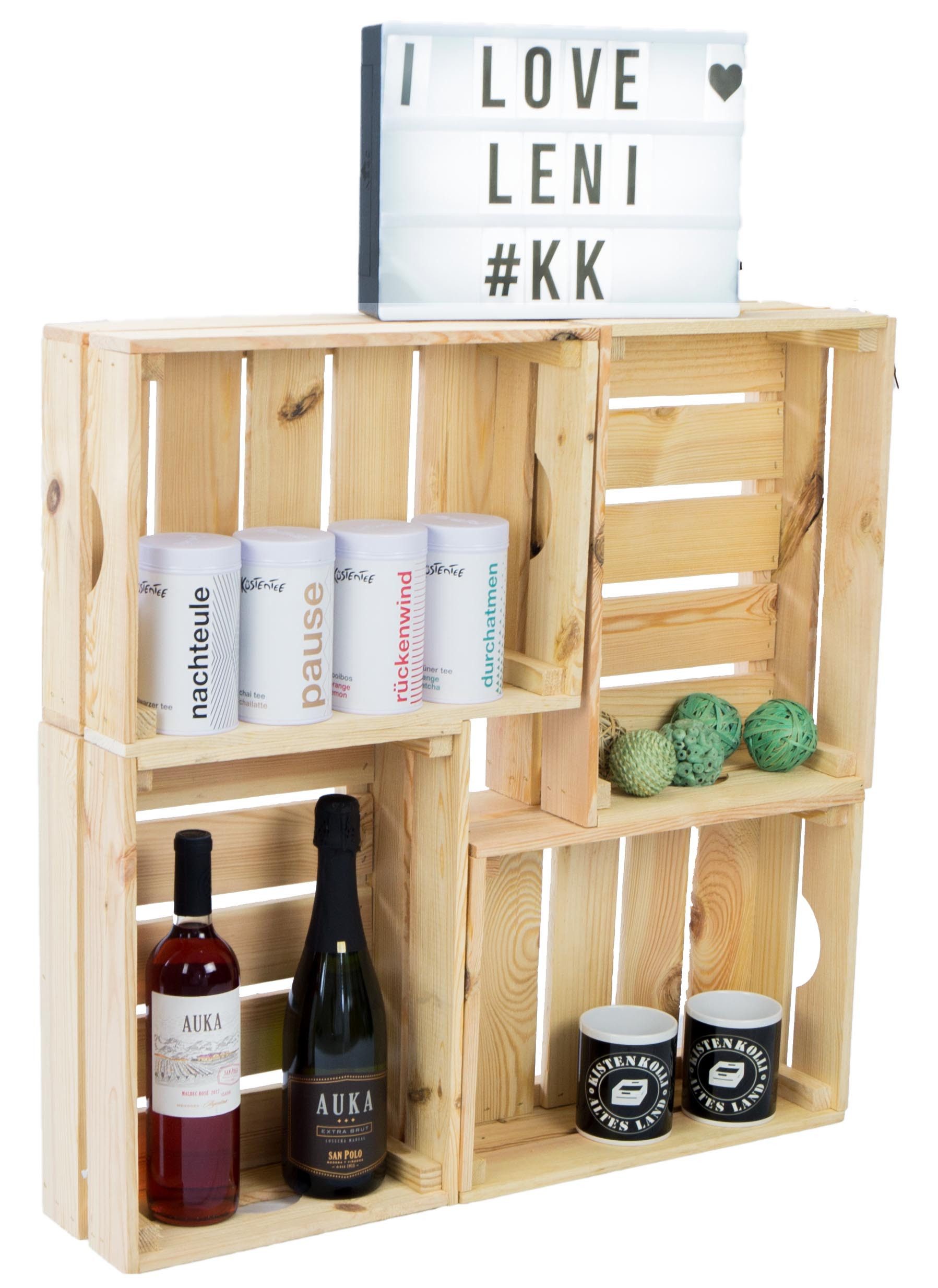 Kistenkolli Altes Land Allzweckkiste 2er set Gemüsekiste Leni Natur (Spar-Set, 2er Set)