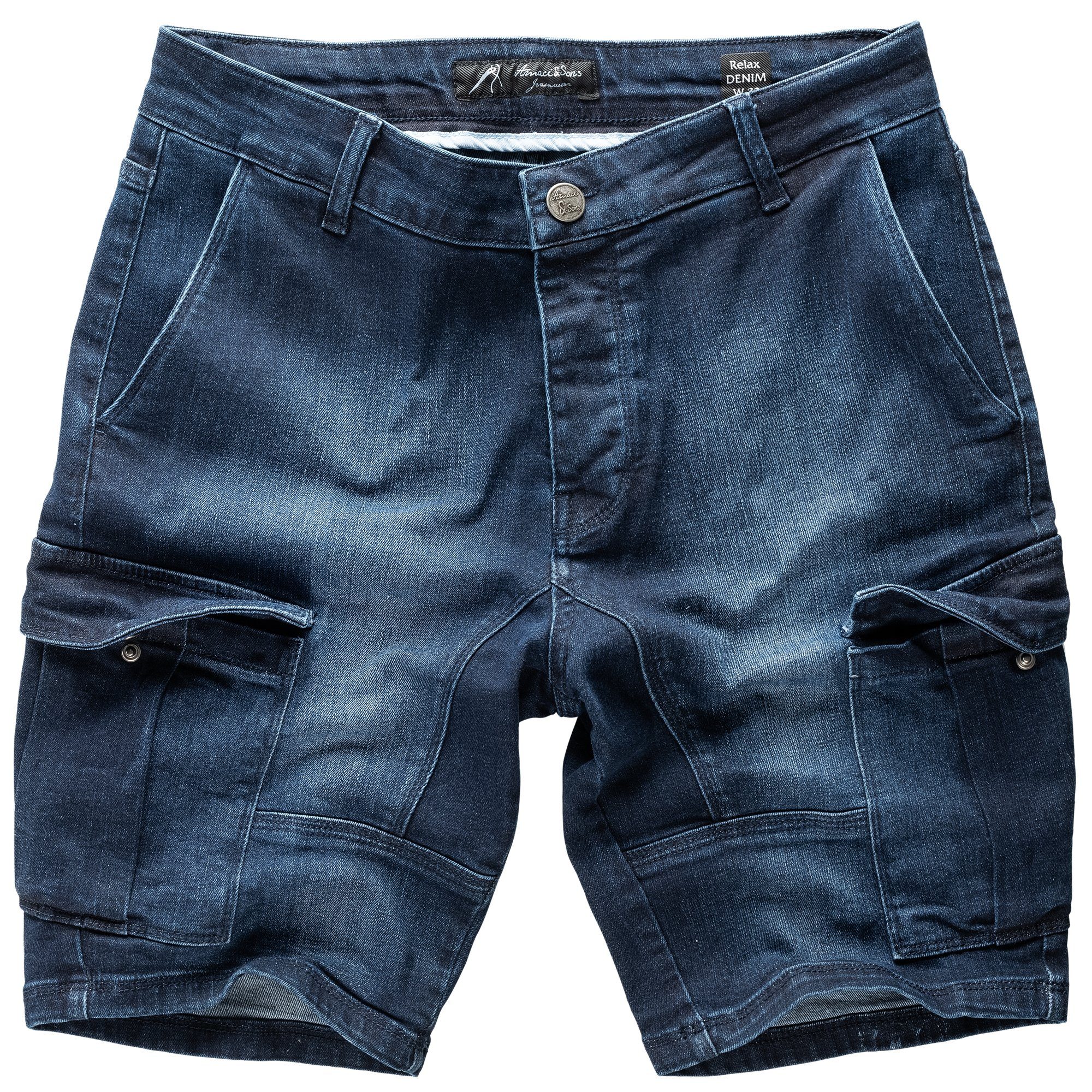 Amaci&Sons Jeansshorts SAN DIEGO Destroyed Jeans Shorts Dunkelblau (798)