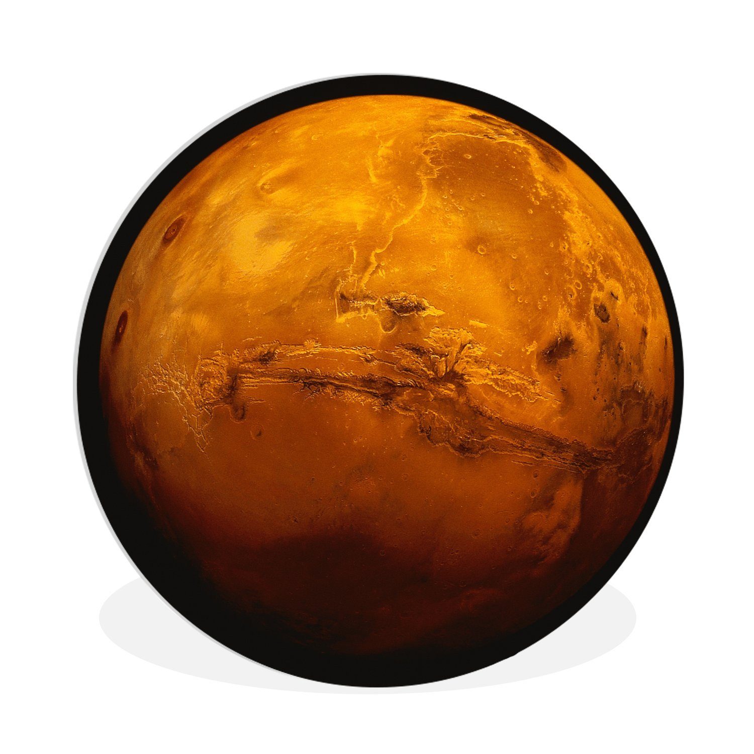 MuchoWow Gemälde Der rote Planet Mars an einem dunklen Himmel, (1 St), Kreis Wanddekoration Forex, Rundes Wandbild, Wohnzimmer, 30x30 cm
