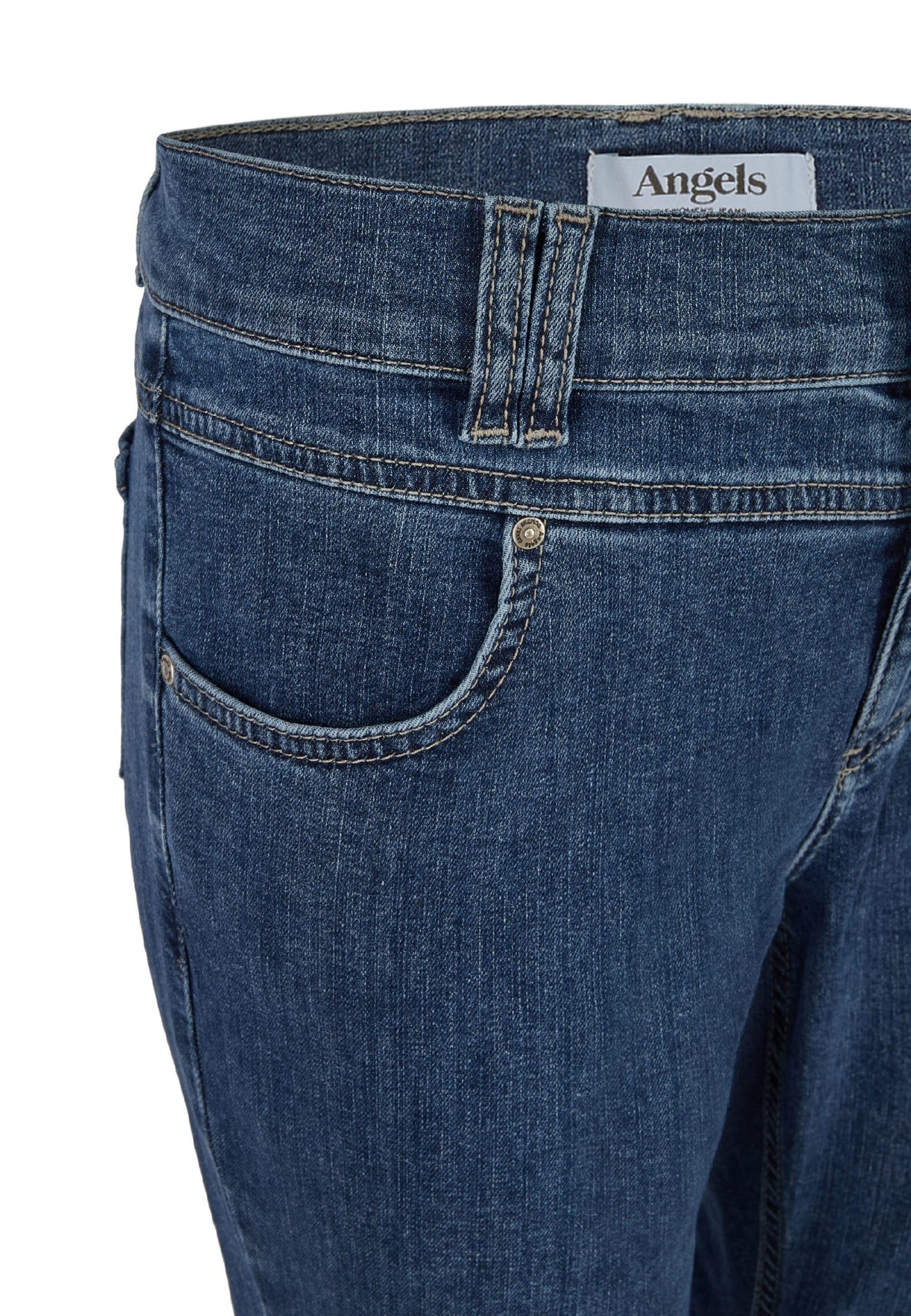 ANGELS Slim-fit-Jeans authentischem mit Jeans Button Denim Skinny mittelblau