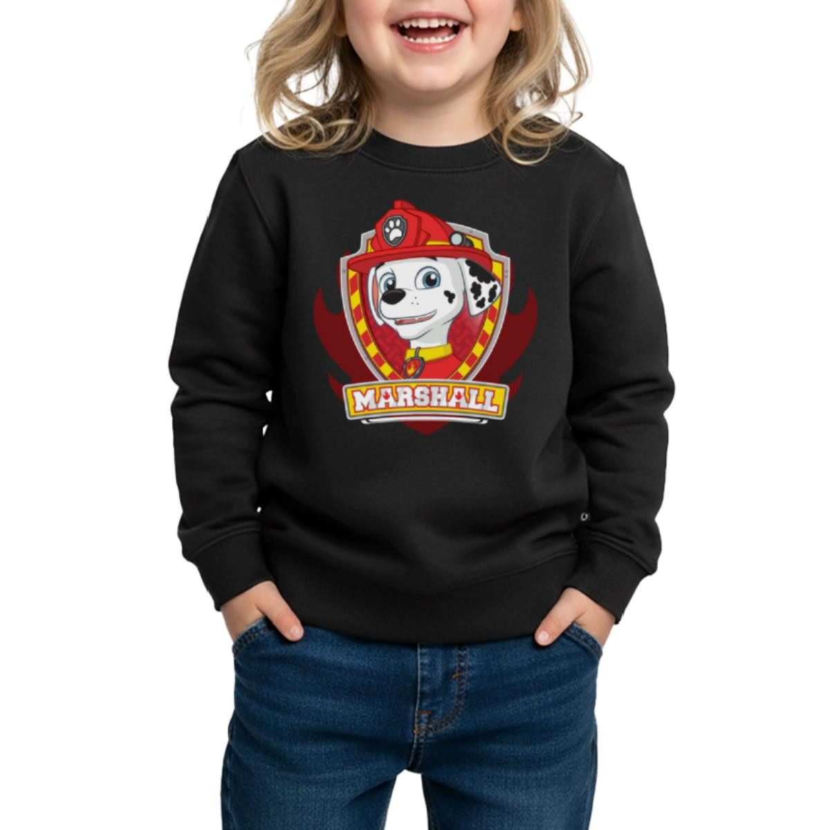 Spreadshirt Sweatshirt Paw Patrol Marshall Feuerwehrhund Feuerwehr Emblem Kinder Premium Pull (1-tlg)