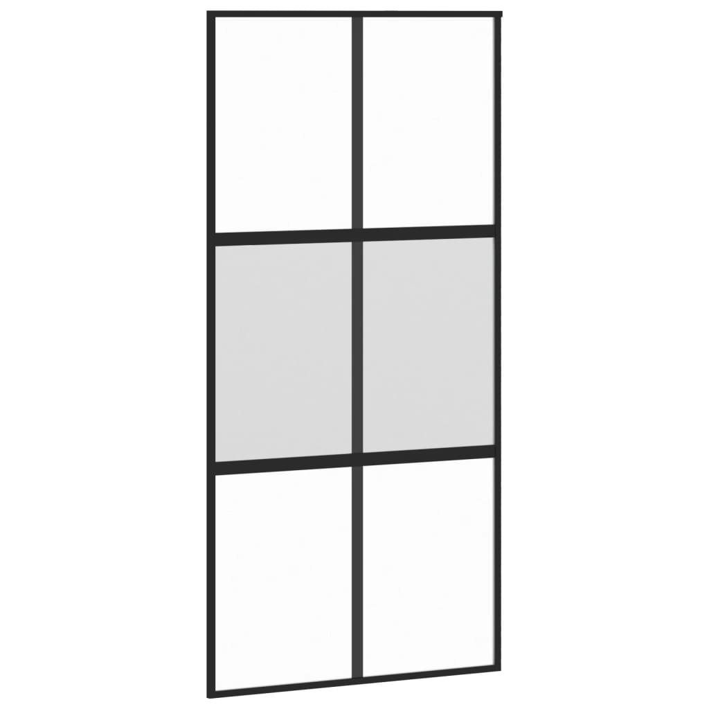 vidaXL Zimmertür Schiebetür Zimmertür Glas Schwarz 102,5x205 cm Hartglas und Aluminium