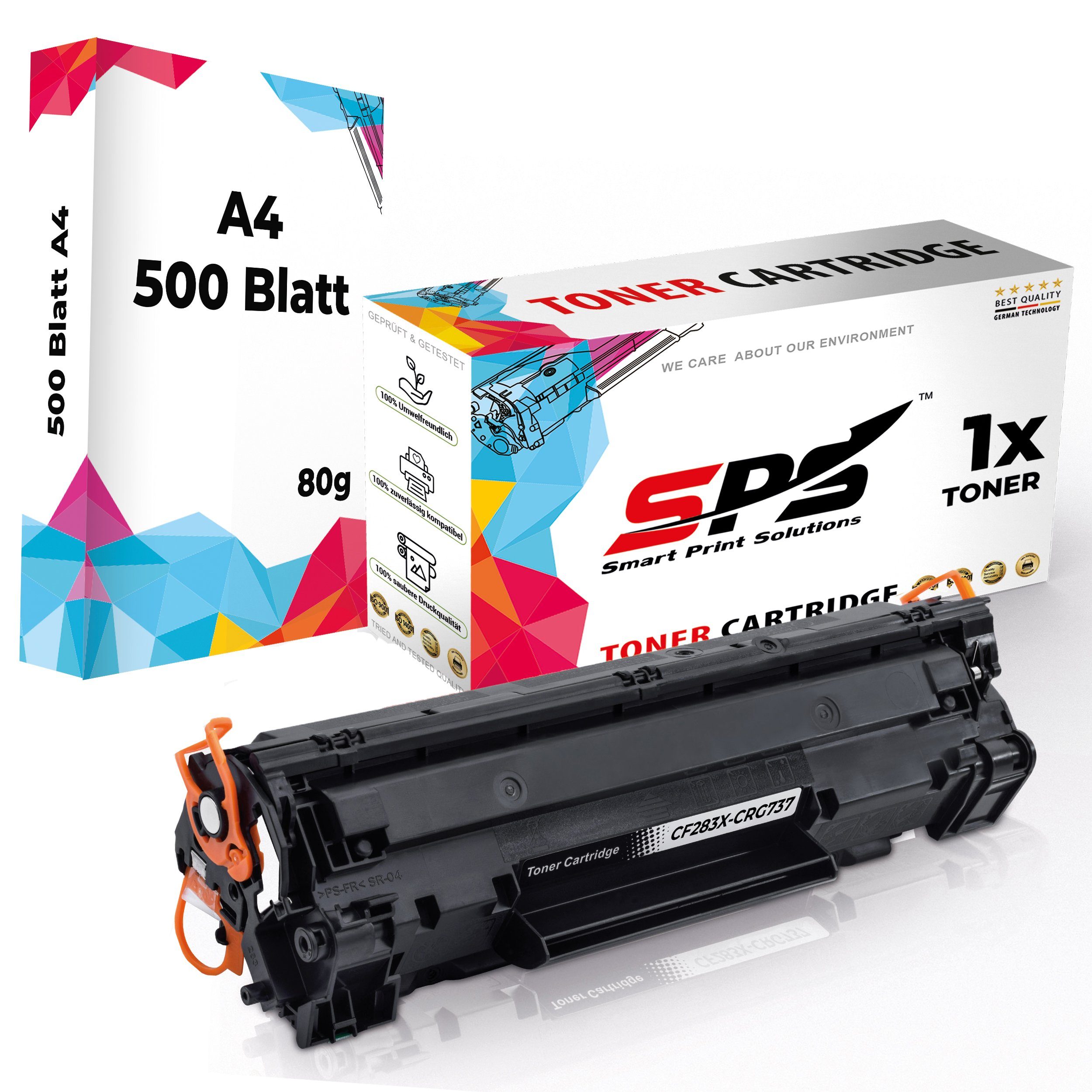 SPS Tonerkartusche Kompatibel für HP Laserjet Pro MFP M225 CF283X, (1er Pack + A4 Papier, 1x Toner (1x Schwarz)
