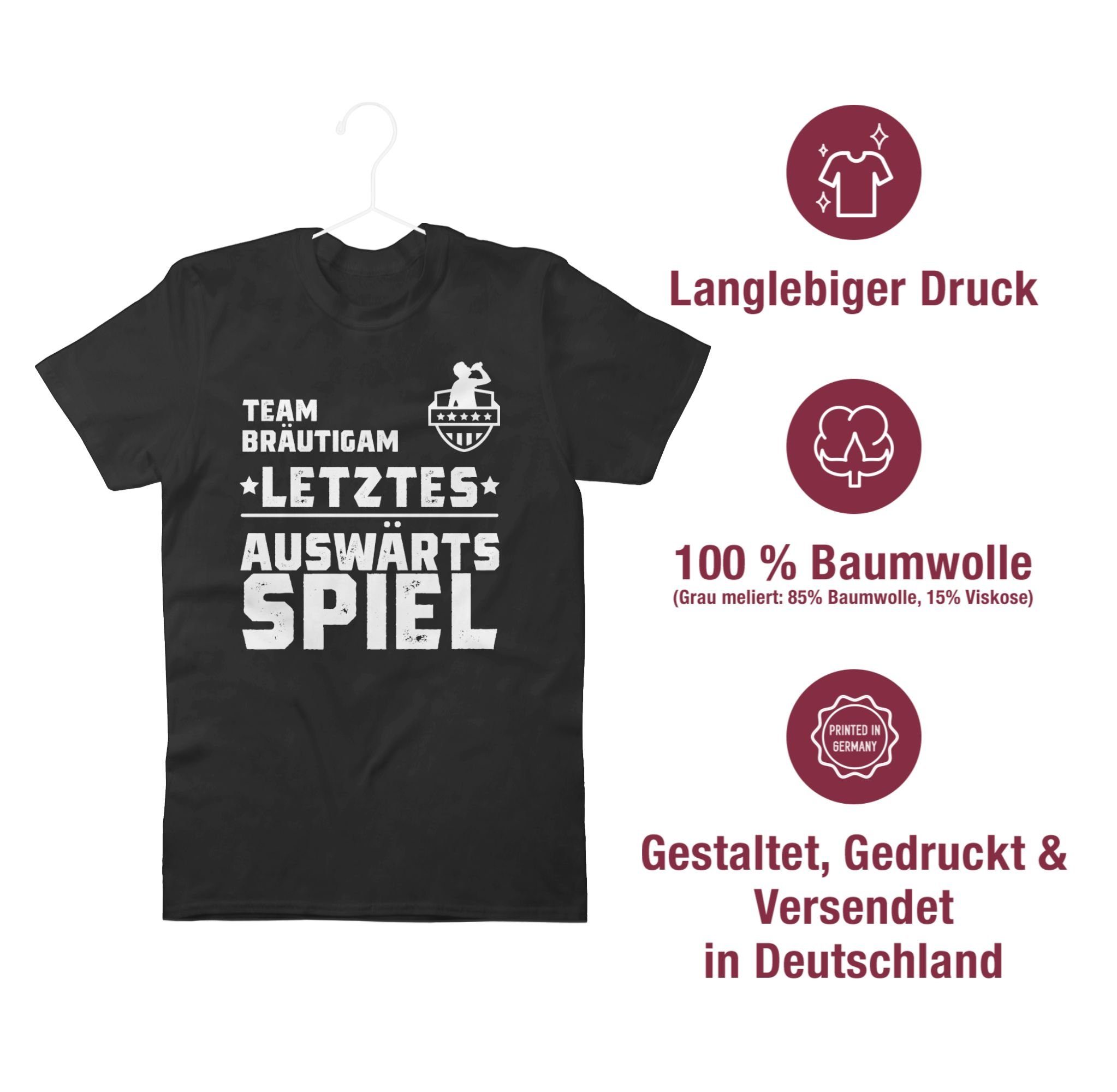 T-Shirt Auswärtsspiel Team Shirtracer Männer Schwarz JGA - Letztes Bräutigam 01 Auswärtstour