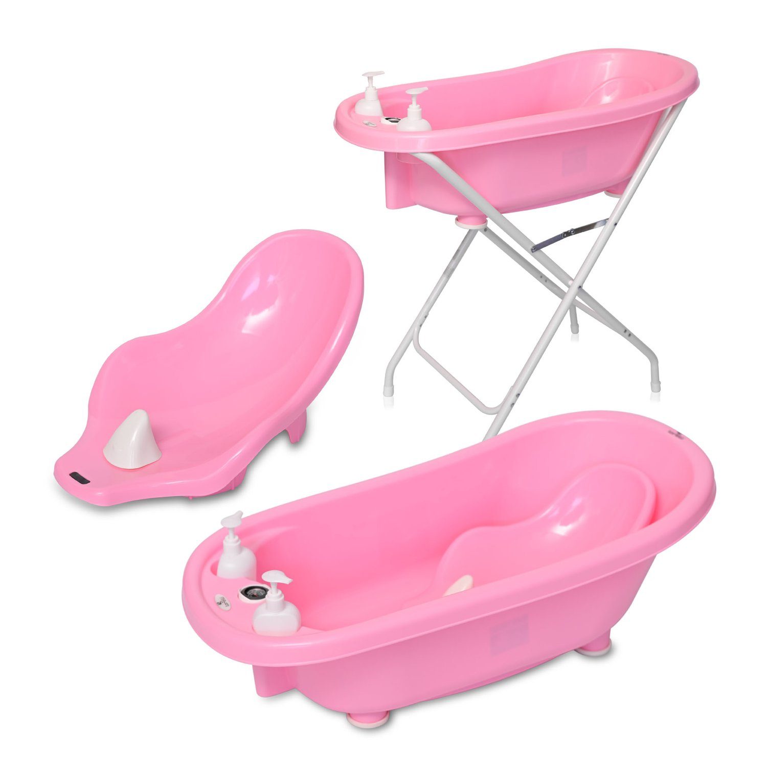 Lorelli Babybadewanne Babybadewannen-Set 88 cm, Babybadewanne 88 cm Badesitz Badewannenständer Ablauf