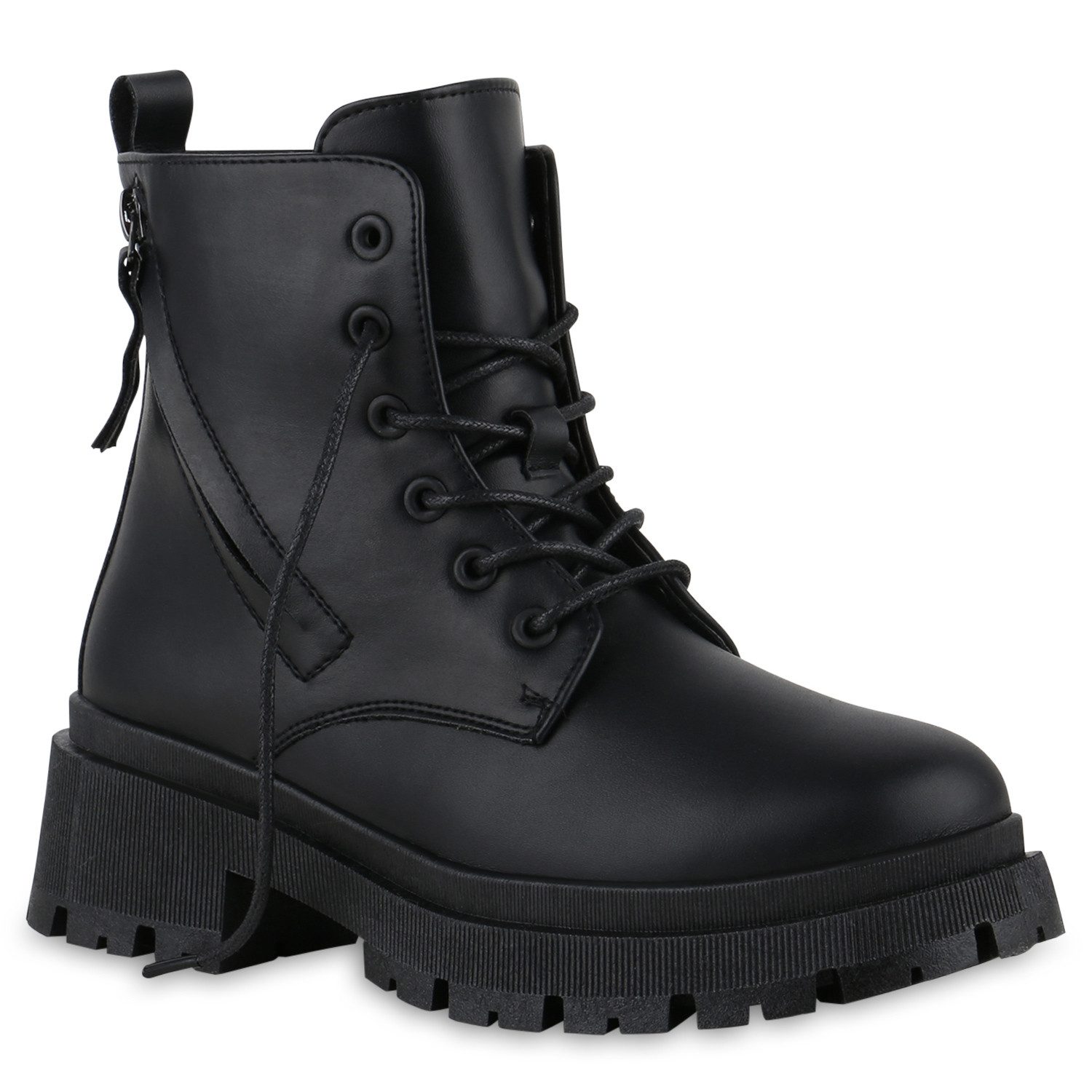 VAN HILL 841488 Schnürstiefelette Damen Leicht Gefütterte Schnürstiefeletten Stiefeletten