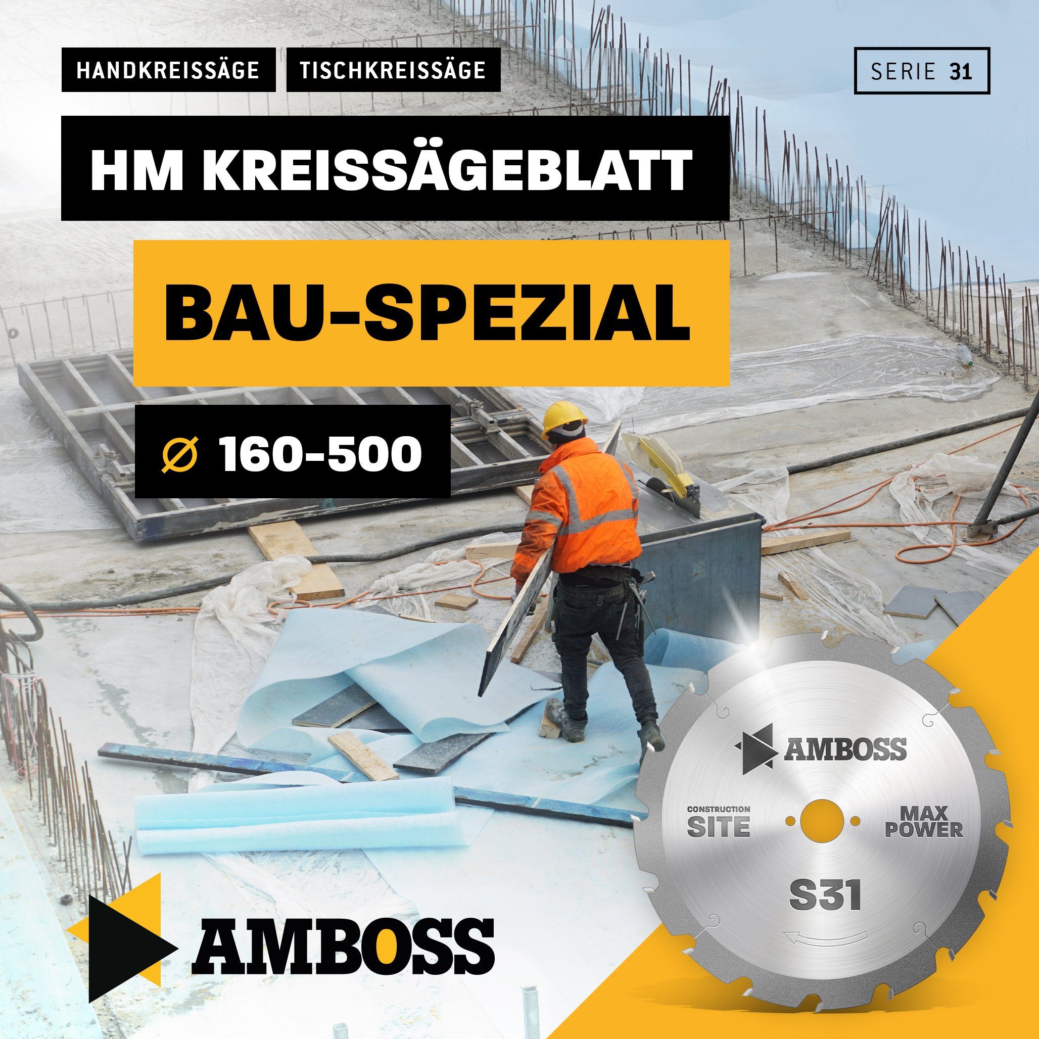 Amboss Werkzeuge Kreissägeblatt x 10, 9, mm 500 FWF (Bohrung) 60 FWF, 30 positiv HM 4/2.8 - x 2, 30 (Zahnstellung) (Zahnform) Z36 Kreissägeblatt 462