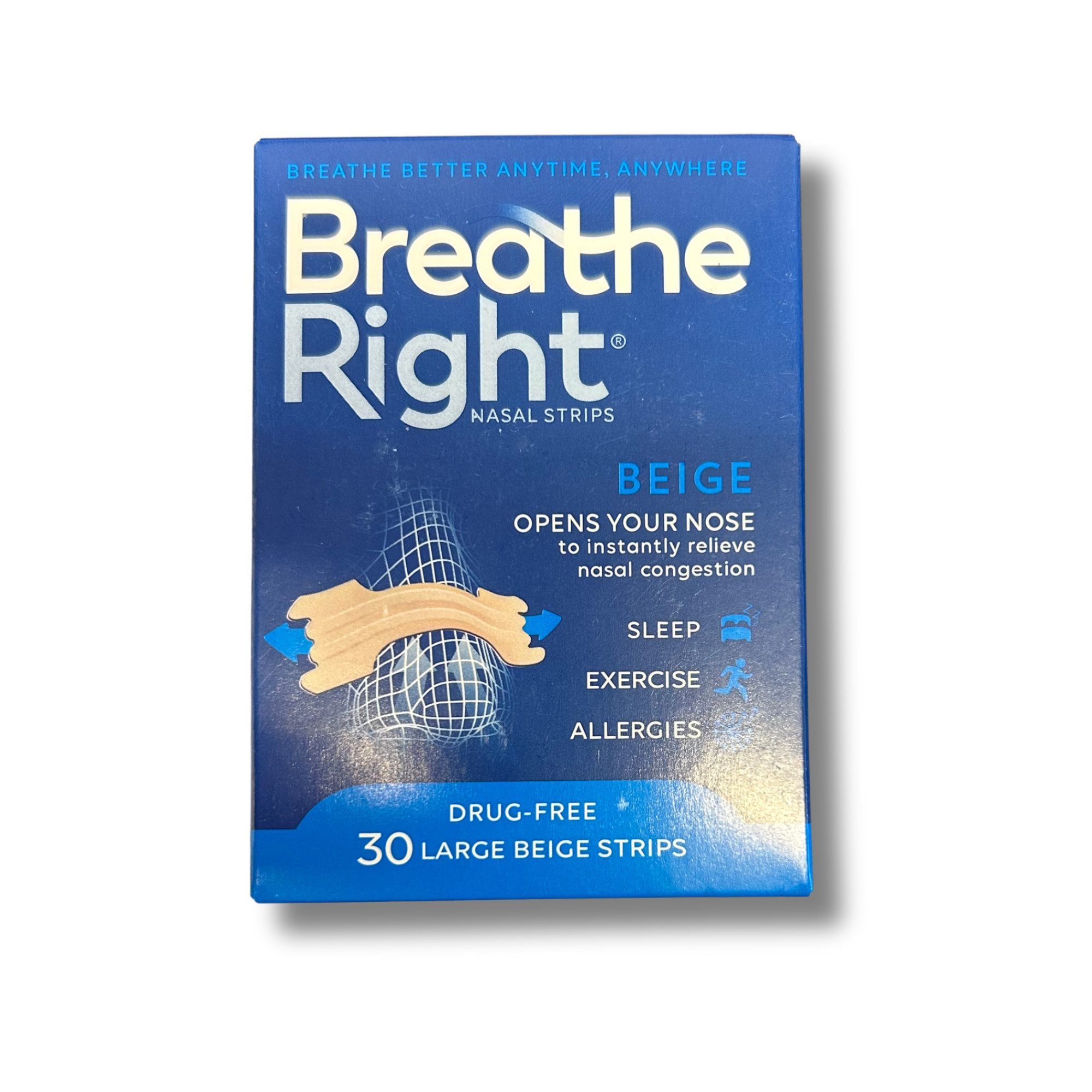 Besser Atmen Breathe Right® Nasenpflaster Nasal Strips Beige Large, 30 Stück (30 St)