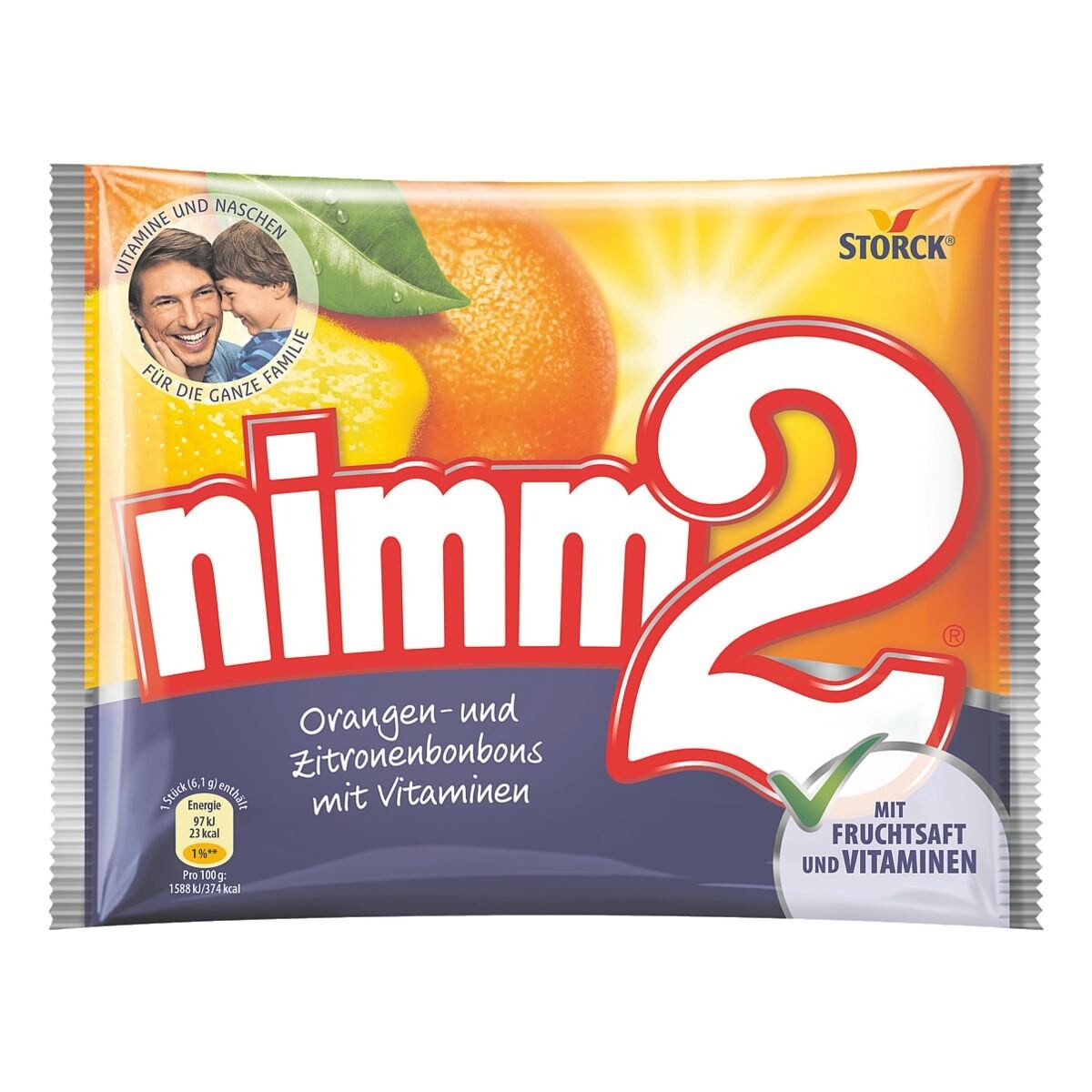 NIMM2 Süßigkeit nimm2, Orangen- und Zitronenbonbons, 145 g (ca. 21 Stück)