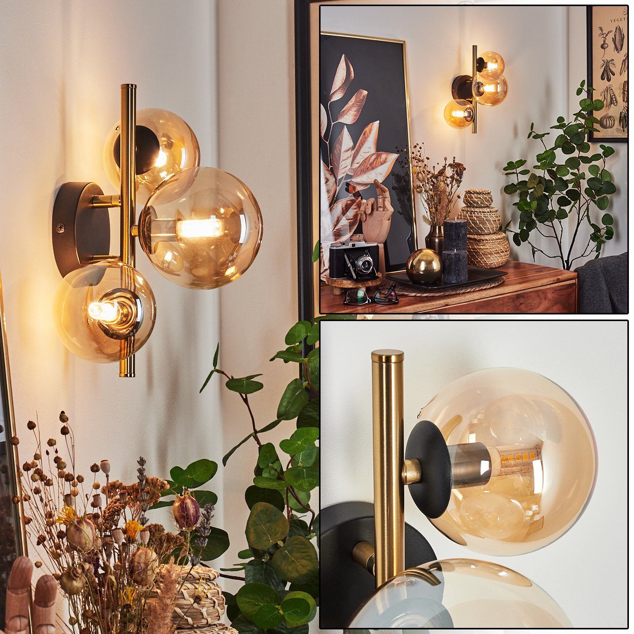 hofstein Wandleuchte »Isorella« Wandlampe aus Metall/Glas günstig online kaufen