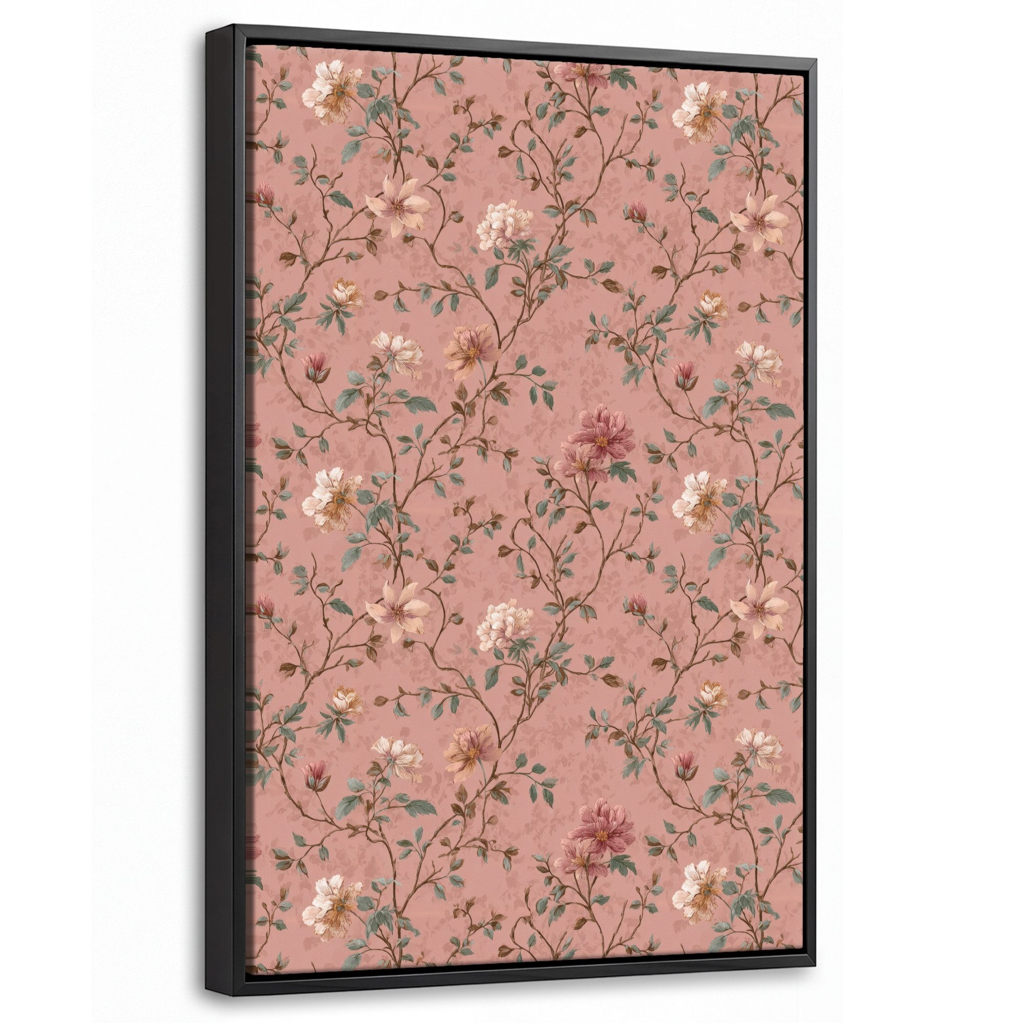 OneMillionCanvasses® Leinwandbild mit Rahmen - Botanisch - Blumen - Rosa, Fotodruck (1 St), Deko für Wohnzimmer Schlafzimmer Küche 20x30cm