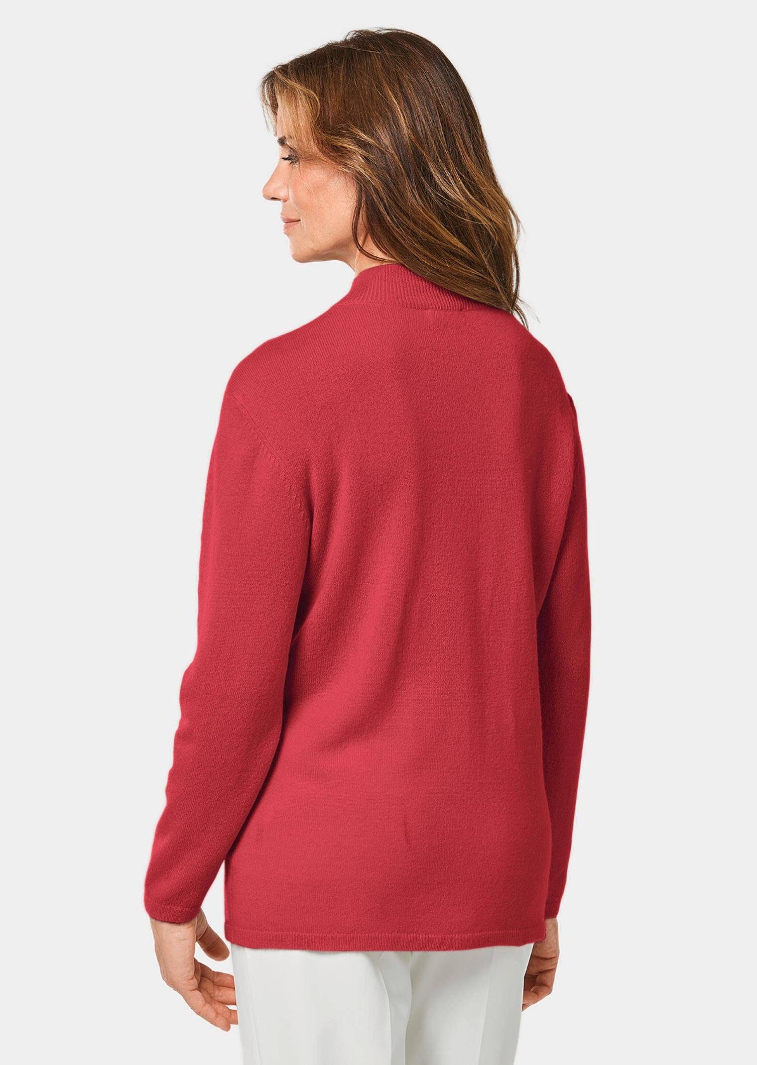 GOLDNER Strickpullover Kurzgröße: Kaschmirpullover mit Kragen & Ziernaht Unifarbenes Design mit modernem Stehbundkragen