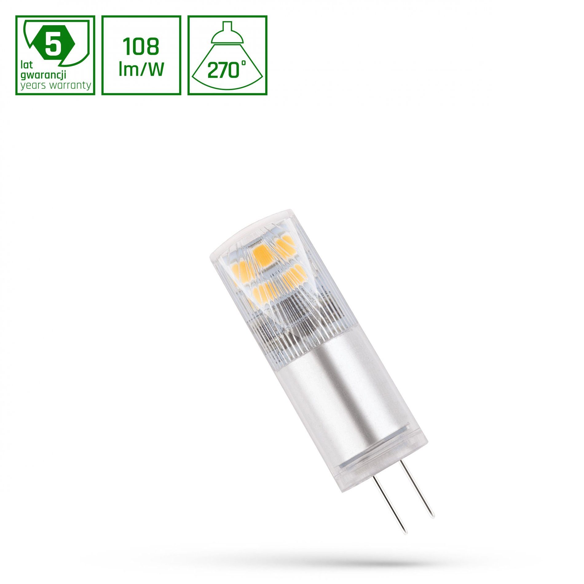 SpectrumLED LED-Leuchtmittel LED G4 2,5W = 27W klar 270lm 12V Premium 270° Warmweiß 3000K, G4, Warmweiß