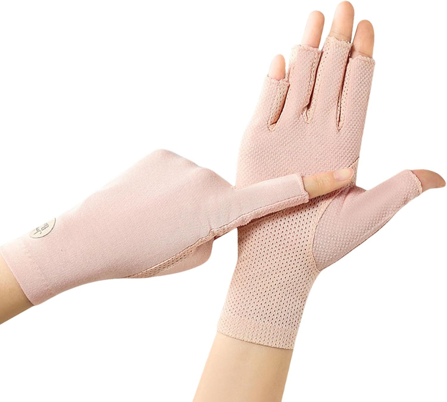 Bwecuy Fahrradhandschuhe UV-Sonnenschutz-Handschuhe für Damen, Eisseide, Touchscreen