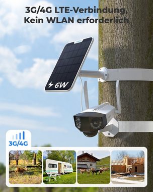Reolink Duo 2 LTE 3G/4G 6MP Akku Überwachungskamera (Außenbereich, Packung, 1-tlg., Batterie IP Kamera mit Sportlights, mit 180° Weitwinkel Dual-Lens, PIR Erkennung von Human/Auto/Tier, IP66)