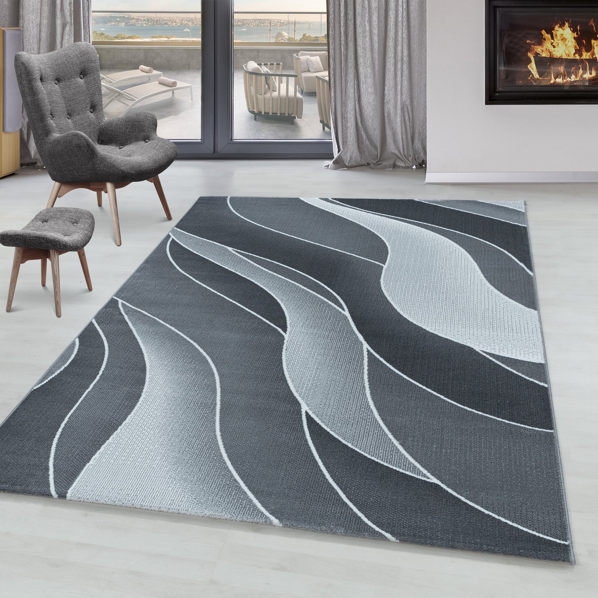 SIMPEX24 Designteppich Wellen Design, Läufer, Höhe: günstig online kaufen