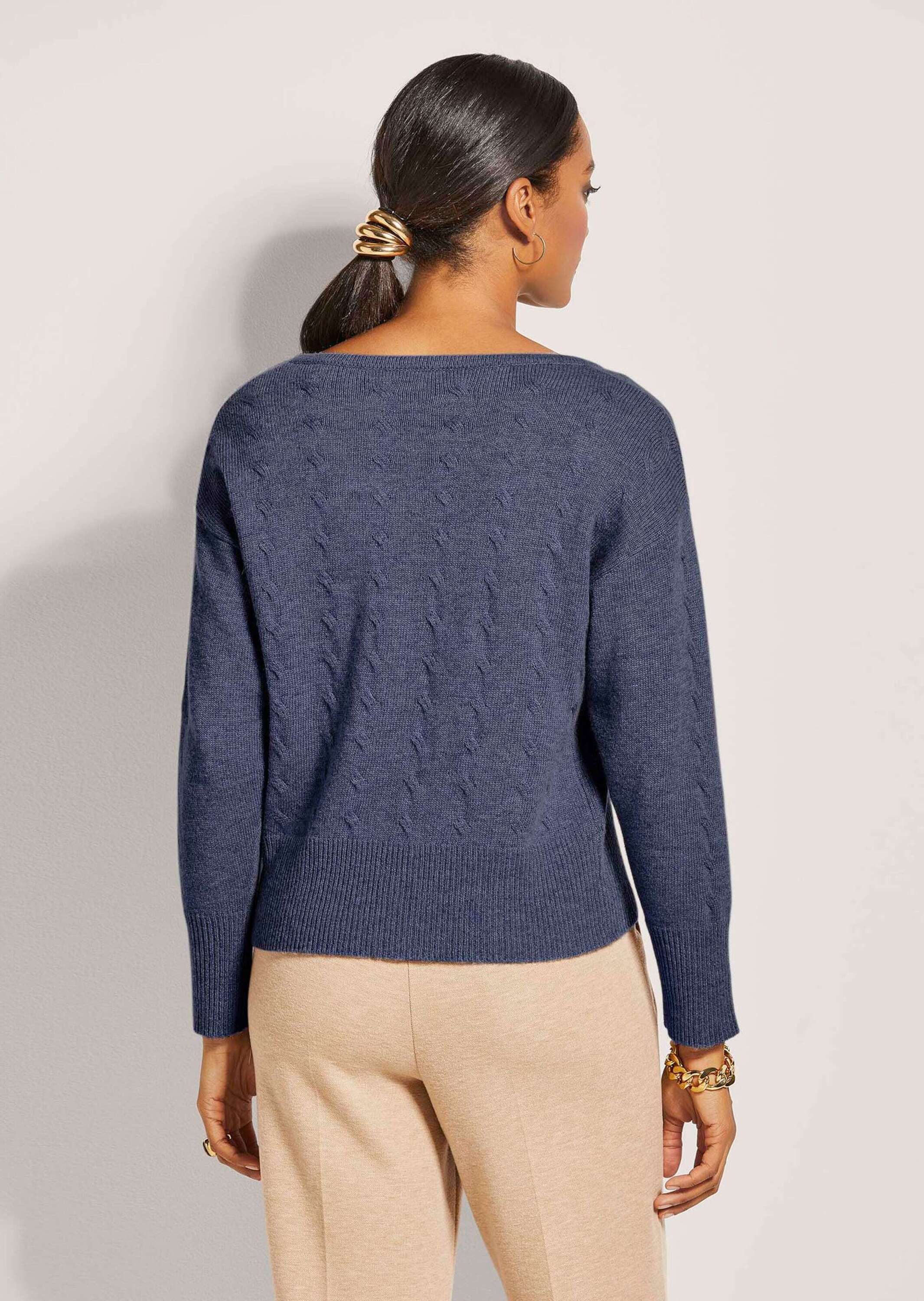 MADELEINE Strickpullover V-Pullover mit Zopfmuster