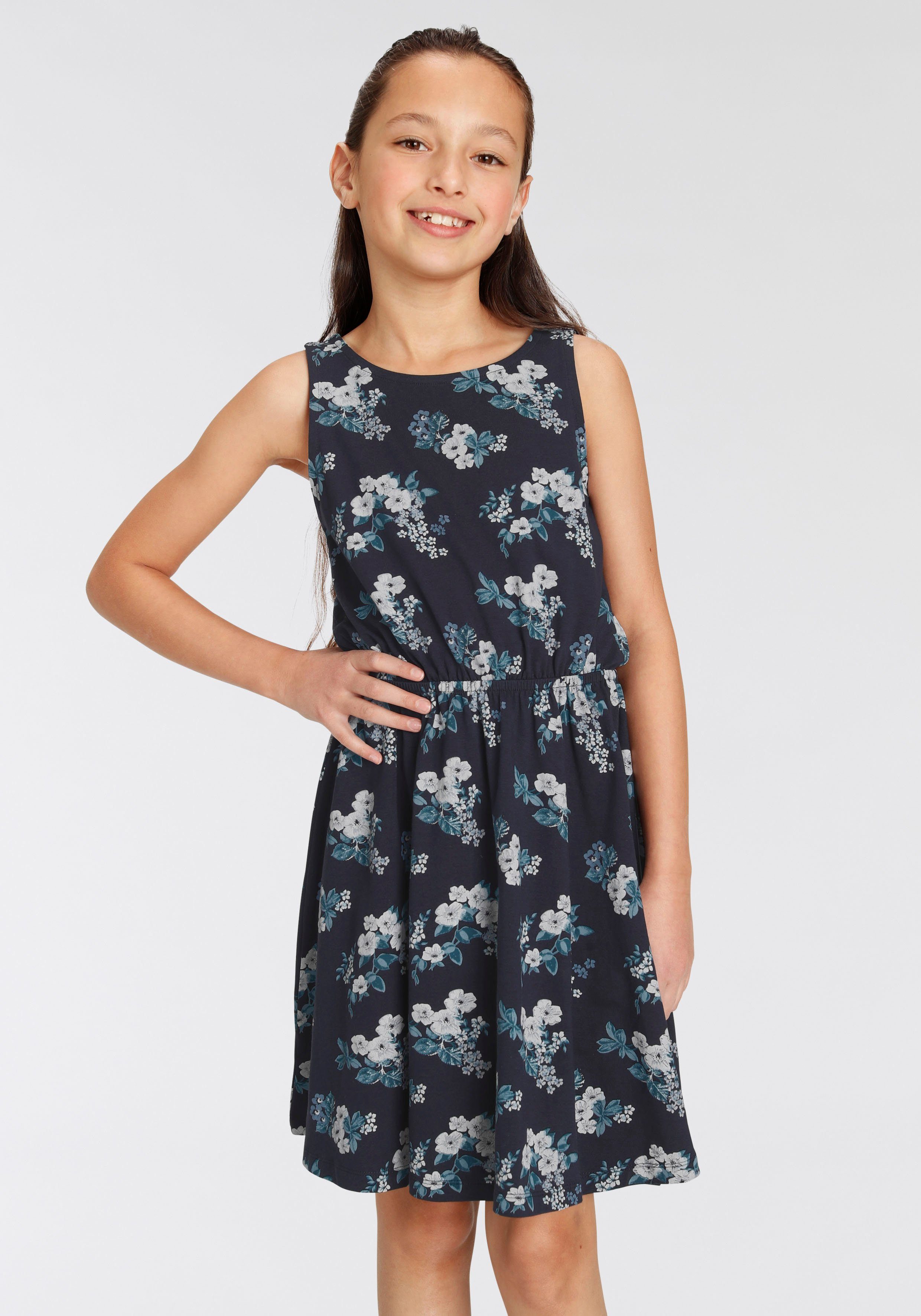 KIDSWORLD Jerseykleid - Skaterkleid mit Blumen bedruckt festliche Anlässe, kniefreie Länge, modisch, aus Jerseystoff