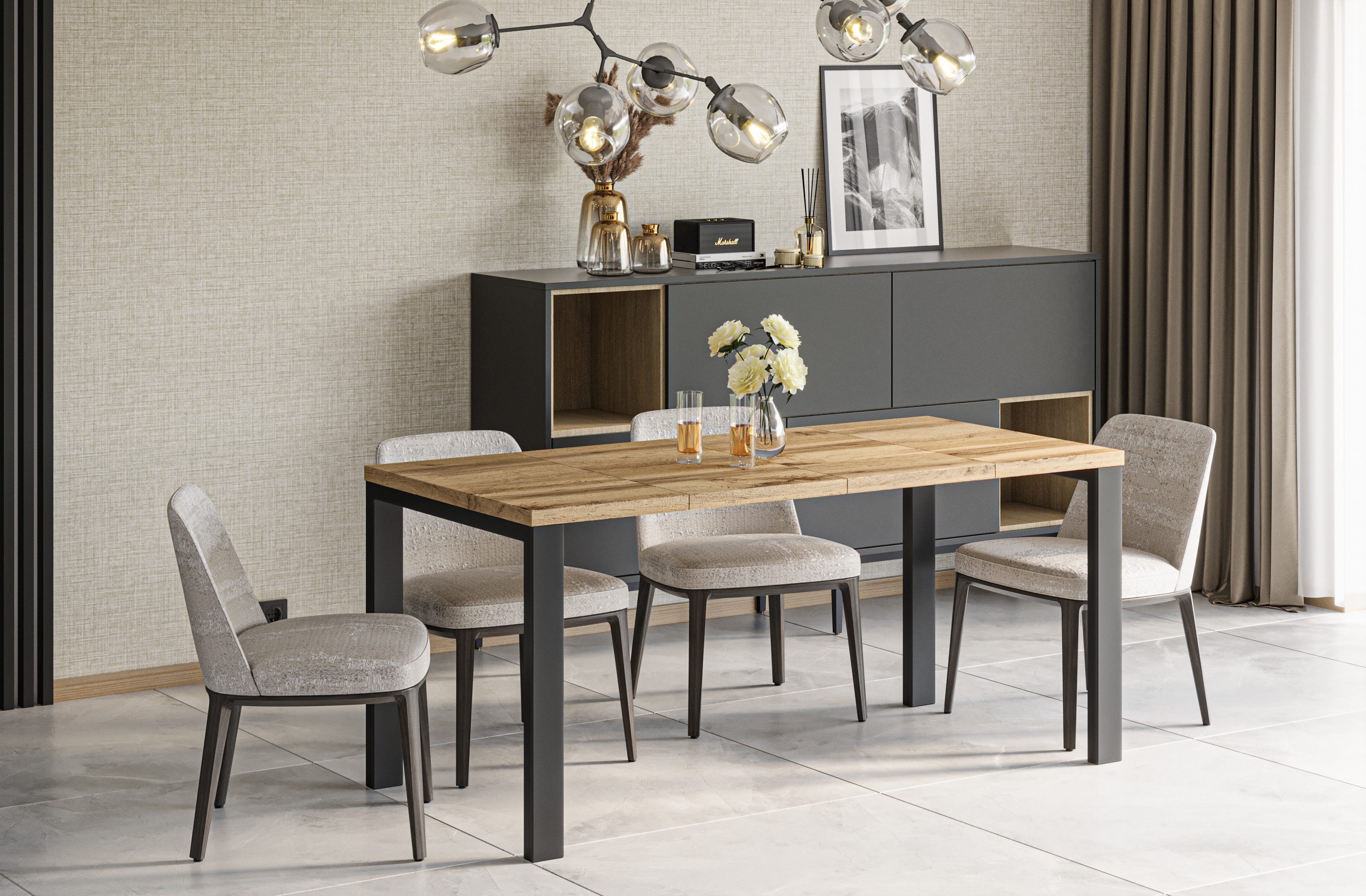 Endo-Moebel Kulissen-Esstisch "Garant 80" 80-170cm ausziehbar günstig online kaufen