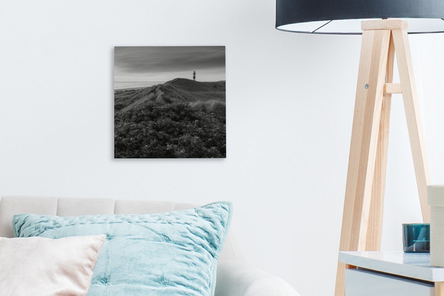 Wohnzimmer - Schwarz Leinwand Wattenmeer Leuchtturm, St), - Bilder für - OneMillionCanvasses® Weiß Leinwandbild (1 Schlafzimmer