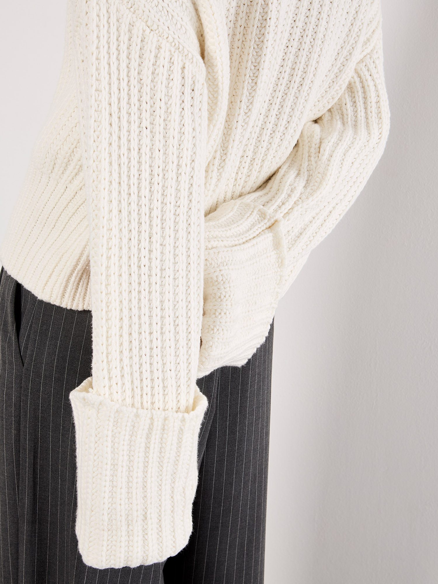 Apricot Rollkragenpullover Strickpullover mit breiten Rippbündchen