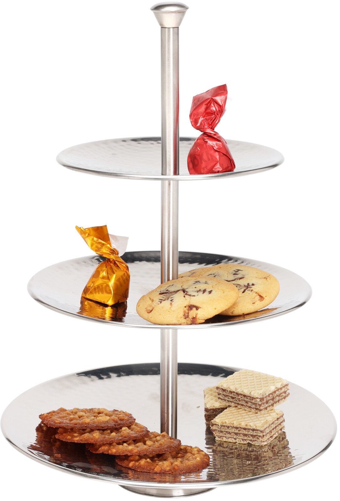 Koopman Etagere Silber, Metall, (1-tlg), 3 Etagen, gehämmerte Optik, Metall, Etagenständer, Keksständer