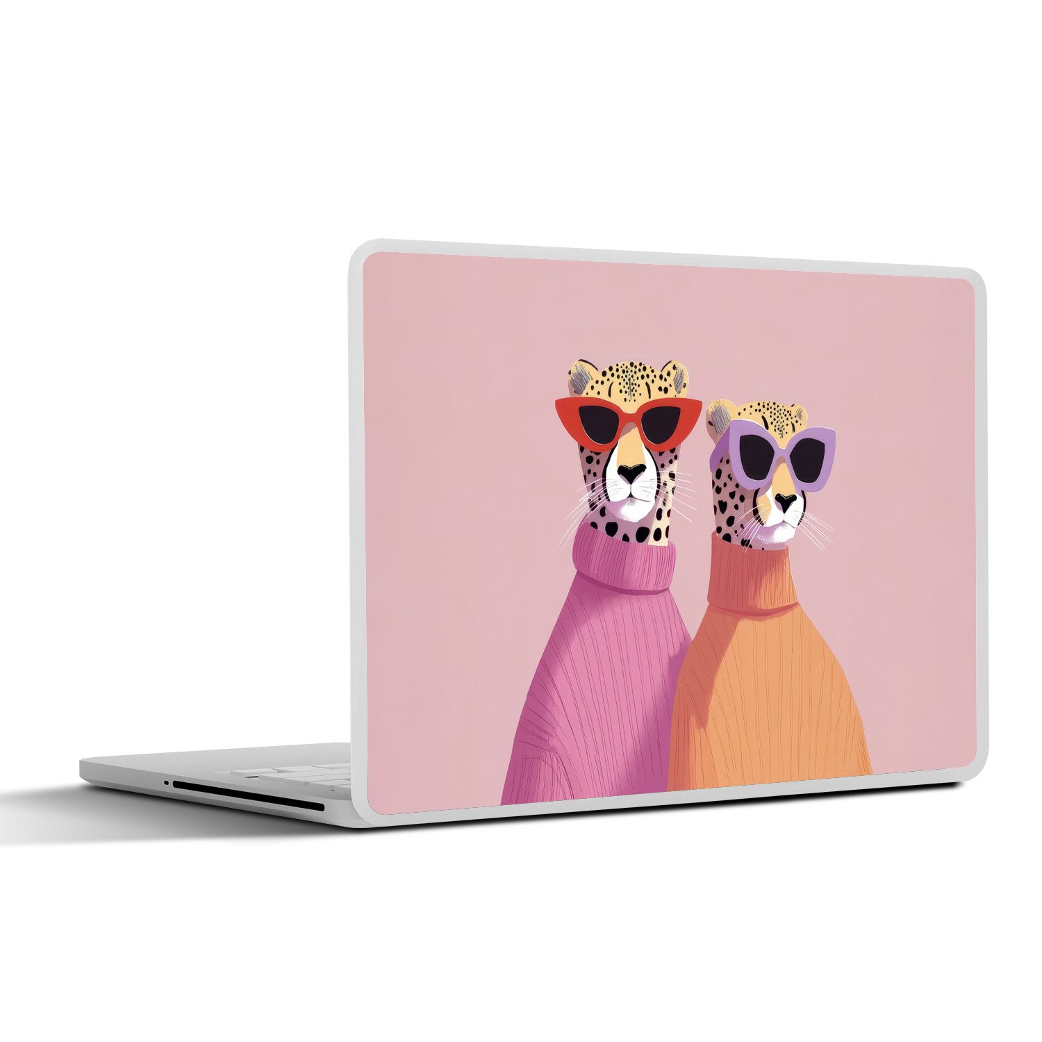 MuchoWow Laptop-Aufkleber Jagd auf Leoparden - Sonnenbrillen - Pullover, (1tlg), Laptop Folien Cover, Aufkleber, Sticker, Schutz vor Kratzern, 30x21 cm