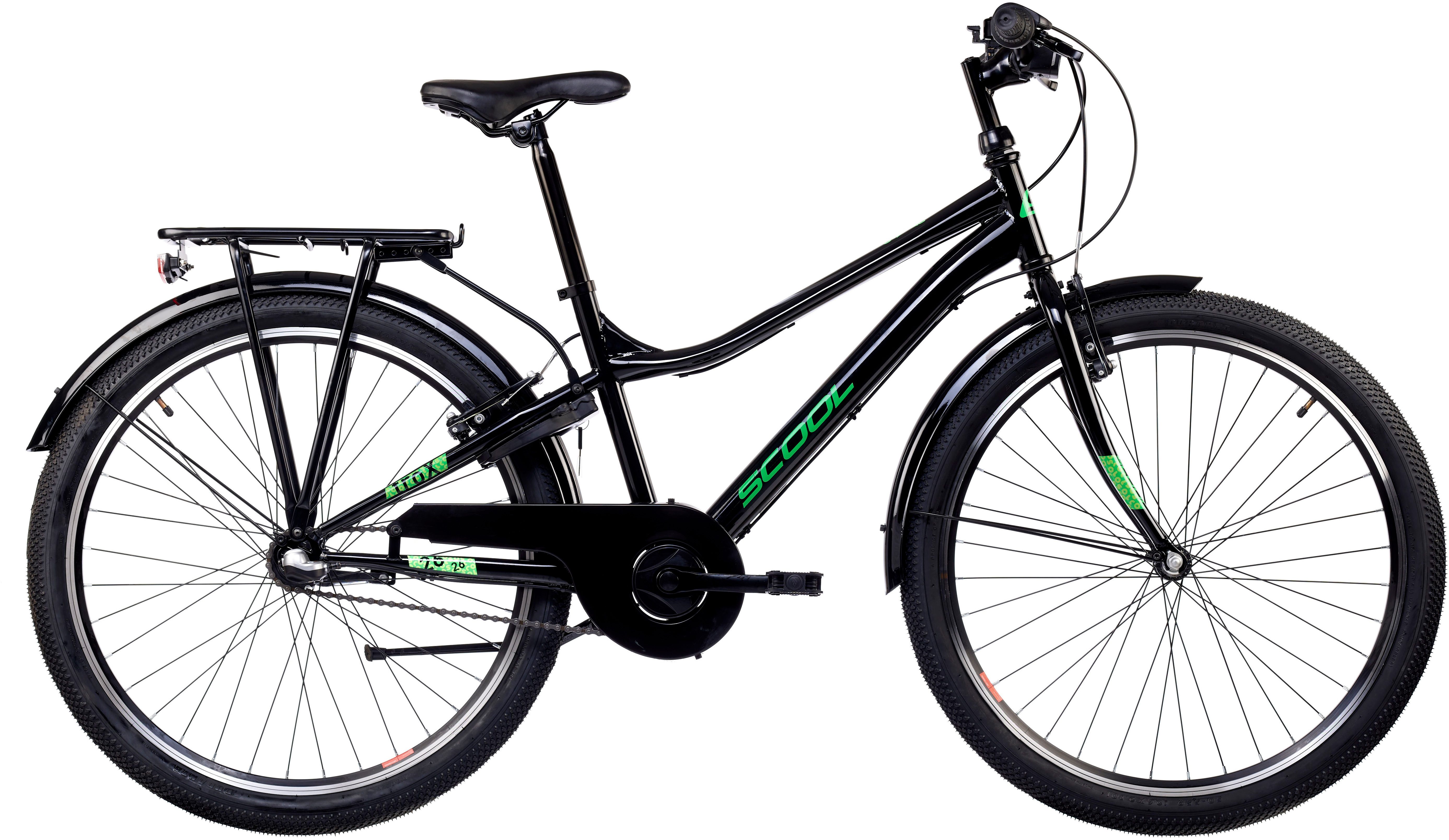 S’COOL Jugendfahrrad S'COOL troX, 3 Gang Shimano, Nabenschaltung, 26 Zoll, Jugendliche, mit Gepäckträger und Schutzblech