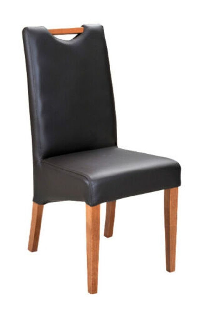 JVmoebel Stuhl, Design Gastro Stuhl Set Leder Holz 4x Sessel 100% Polster Stühle