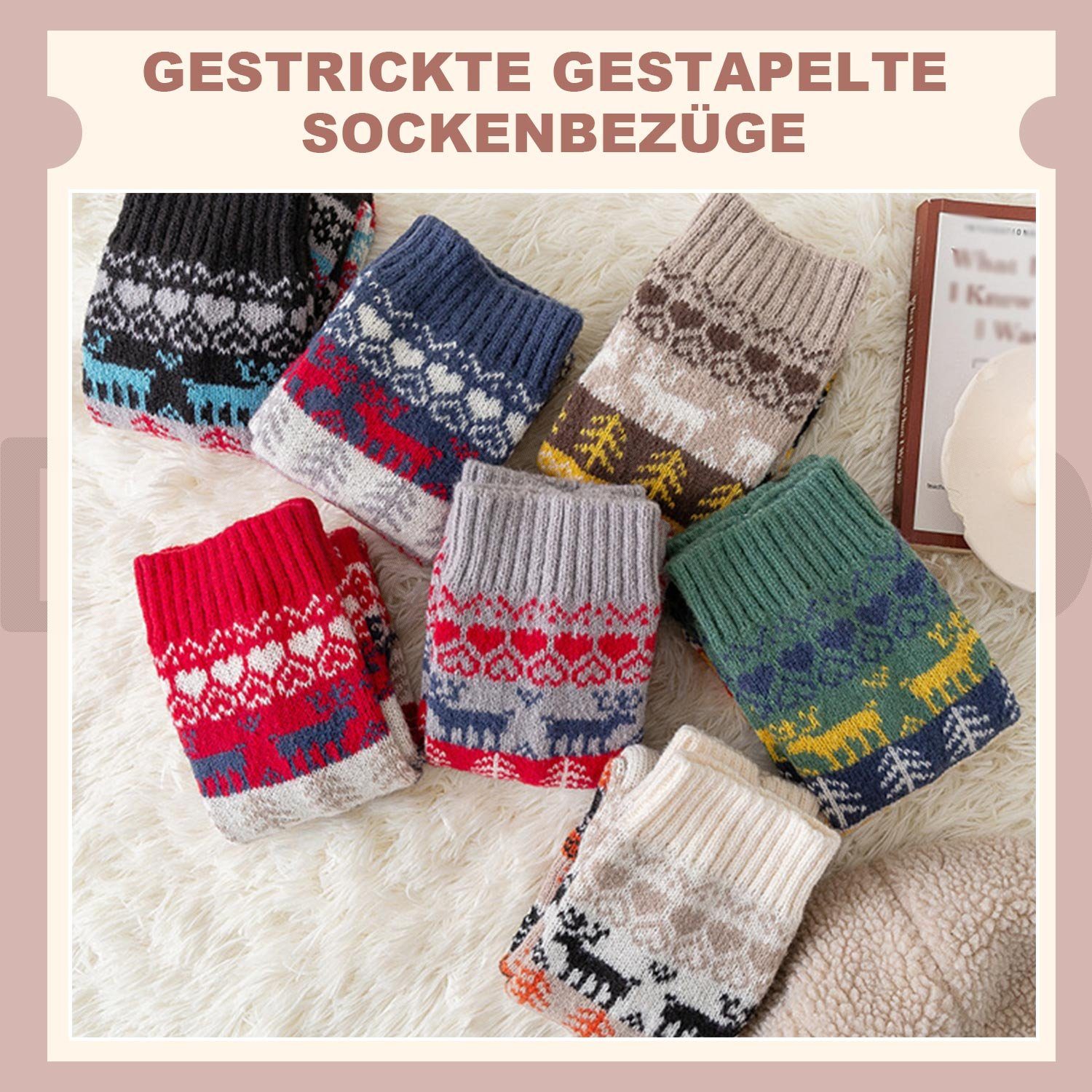 Stulpen Weihnachts Damen Daisred Beinwärmer Stulpensocken Blau Paare Beinstulpen 2