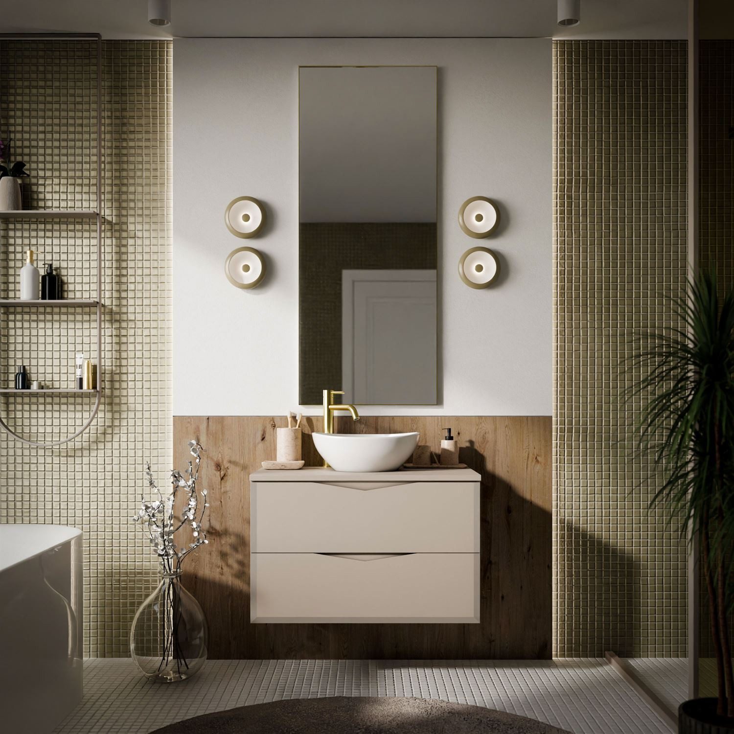 Lookway Badmöbel-Set MIRA I 60 cm mit Aufsatzwaschbecken und Soft-Close-Sch günstig online kaufen