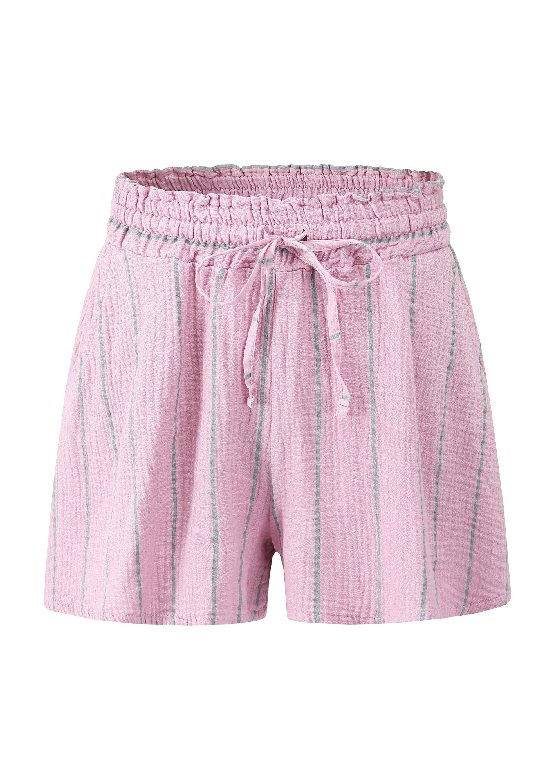 SASSYCLASSY Shorts Gestreifte Musselin Shorts Damen Shorts aus Baumwoll-Mus günstig online kaufen