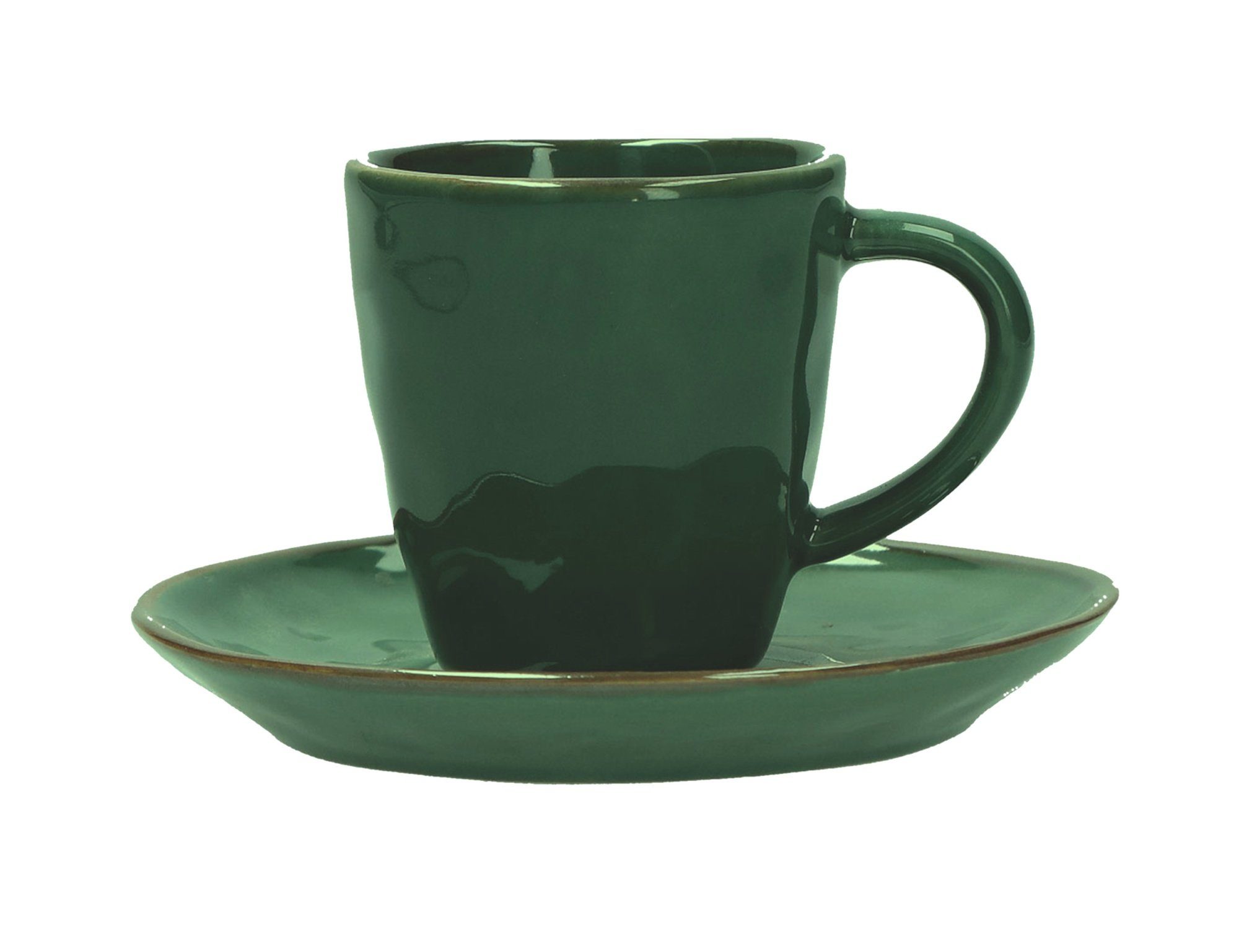 Rose & Tulpani Espressotasse Espresso Tasse mit Untertasse Concerto Verde Bosco 90ml, Steingut, Handgefertigt, Spülmaschinenfest, Mikrowellenfest, Backofengeeignet