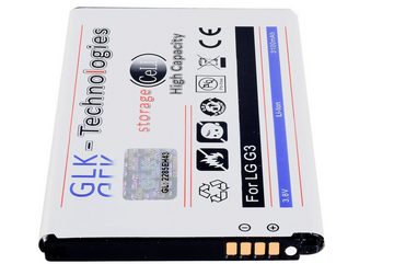 GLK-Technologies High Power Ersatzakku kompatibel mit LG G3 D855 D690 D830 D850 D851 LTE, Original GLK-Technologies Battery, accu, 3100mAh Akku, Smartphone-Akku 3100 mAh (3.8 V)